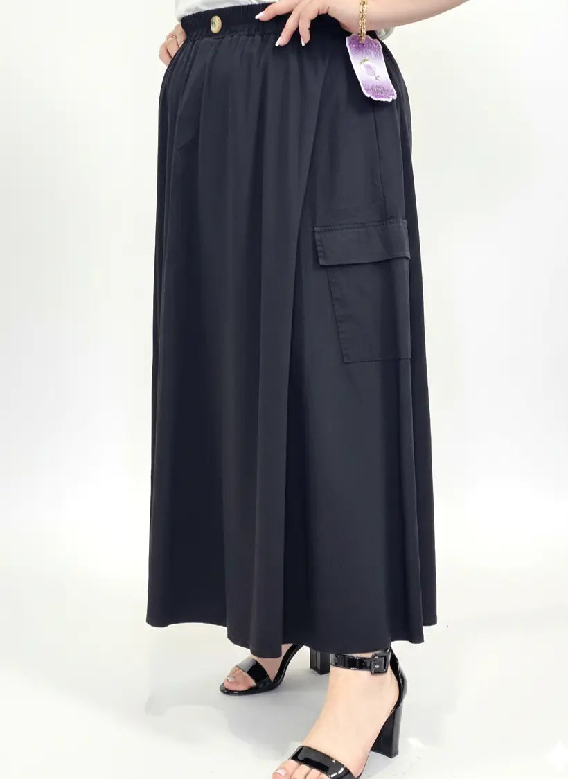 Spódnica plus size długa z gumką i kieszeniami – modna spódnica damska XXL Stylowa XL