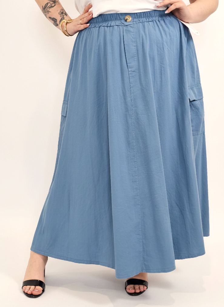 Spódnica plus size długa z gumką i kieszeniami – modna spódnica damska XXL Stylowa XL