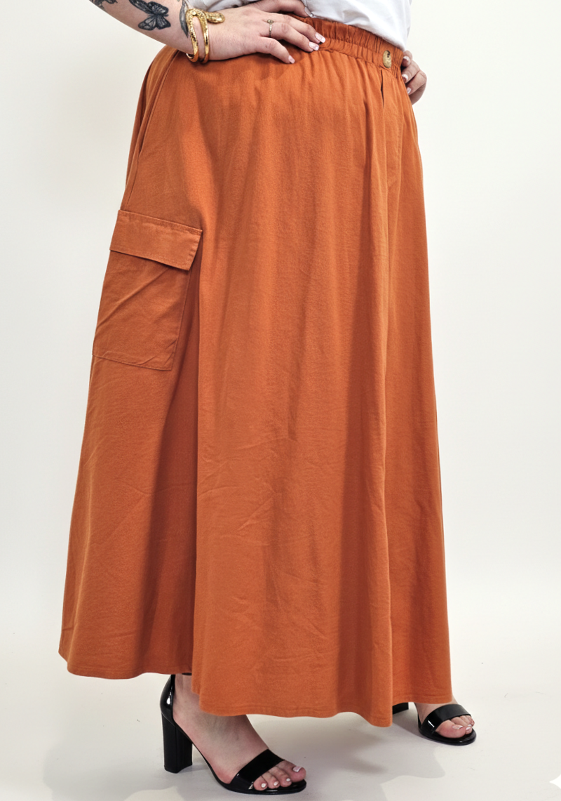 Spódnica plus size długa z gumką i kieszeniami – modna spódnica damska XXL Stylowa XL