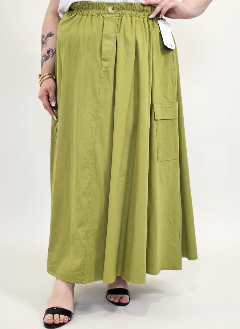 Spódnica plus size długa z gumką i kieszeniami – modna spódnica damska XXL Stylowa XL