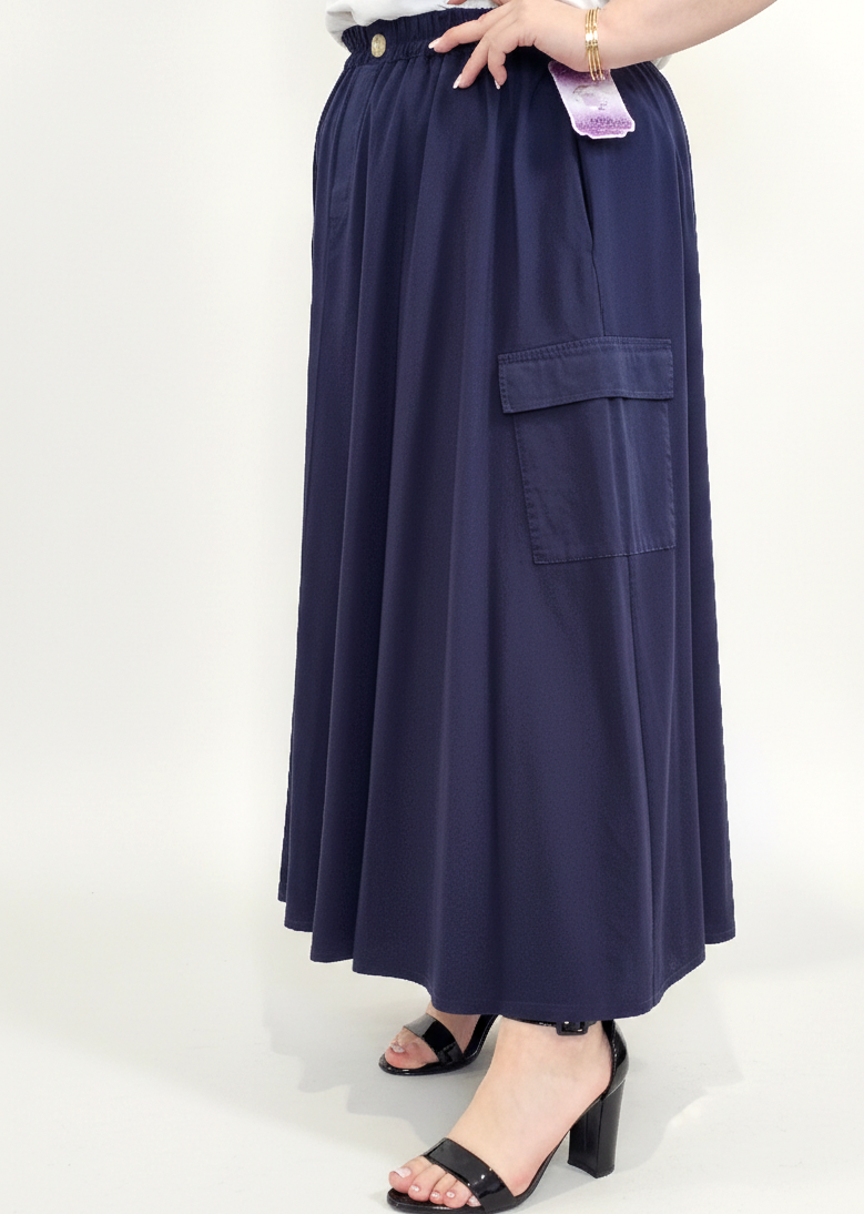 Spódnica plus size długa z gumką i kieszeniami – modna spódnica damska XXL Stylowa XL