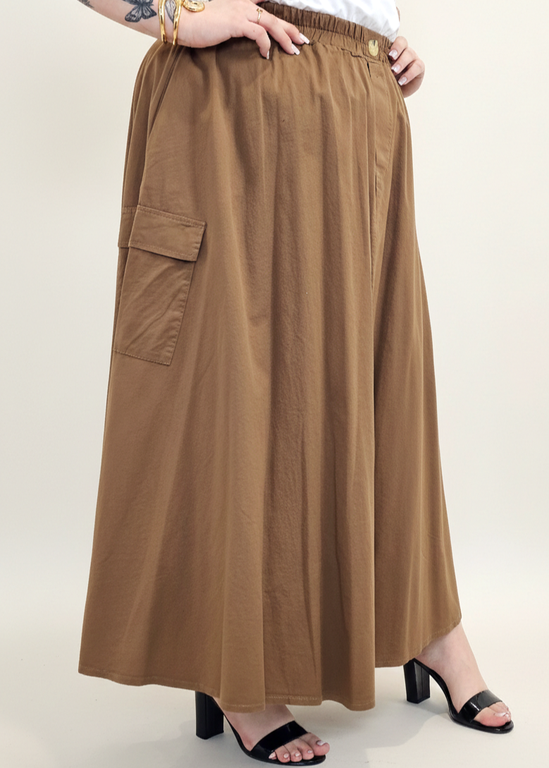 Spódnica plus size długa z gumką i kieszeniami – modna spódnica damska XXL Stylowa XL