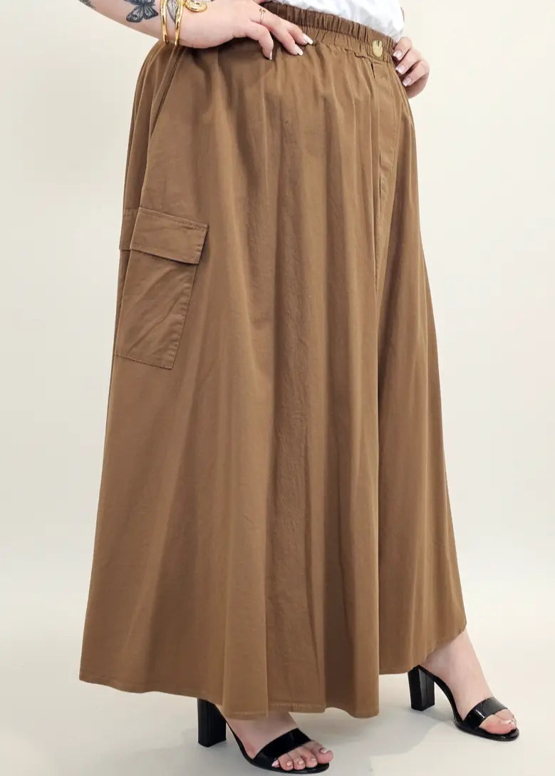 Spódnica plus size długa z gumką i kieszeniami – modna spódnica damska XXL Stylowa XL