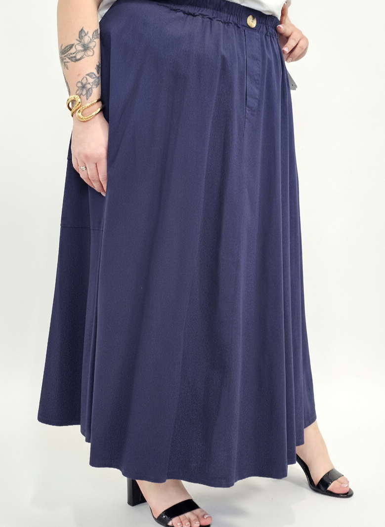 Spódnica plus size długa z gumką i kieszeniami – modna spódnica damska XXL Stylowa XL