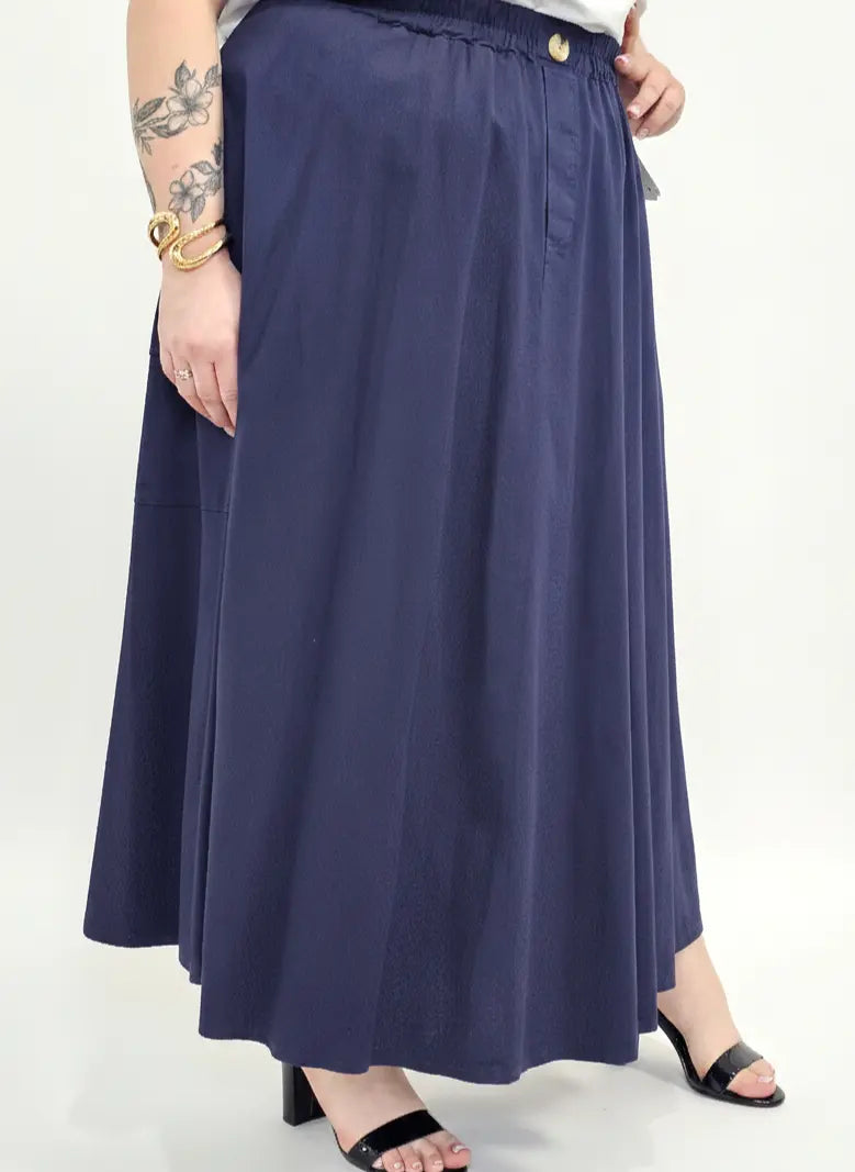 Spódnica plus size długa z gumką i kieszeniami – modna spódnica damska XXL Stylowa XL