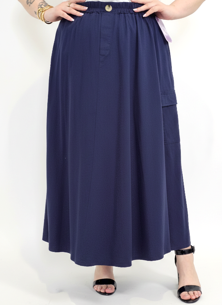 Spódnica plus size długa z gumką i kieszeniami – modna spódnica damska XXL Stylowa XL