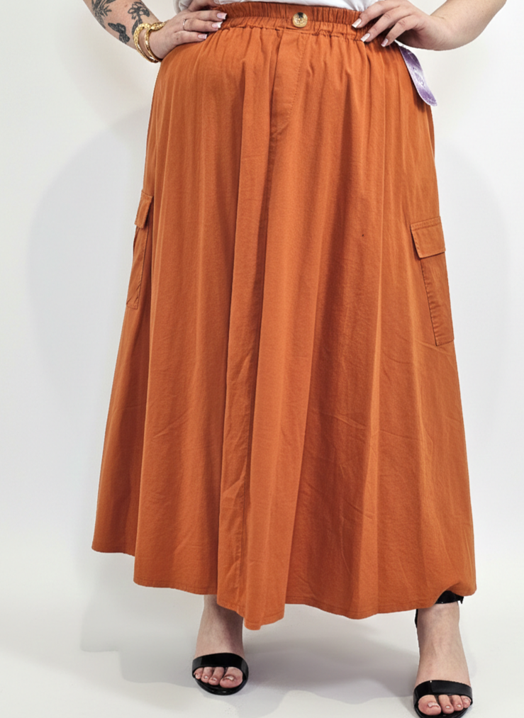 Spódnica plus size długa z gumką i kieszeniami – modna spódnica damska XXL Stylowa XL