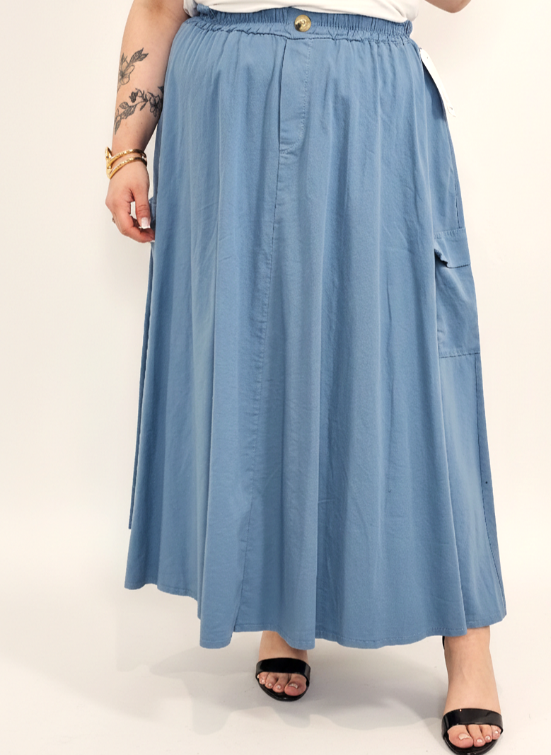 Spódnica plus size długa z gumką i kieszeniami – modna spódnica damska XXL Stylowa XL