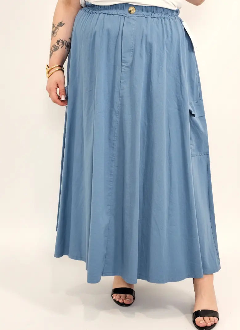 Spódnica plus size długa z gumką i kieszeniami – modna spódnica damska XXL Stylowa XL