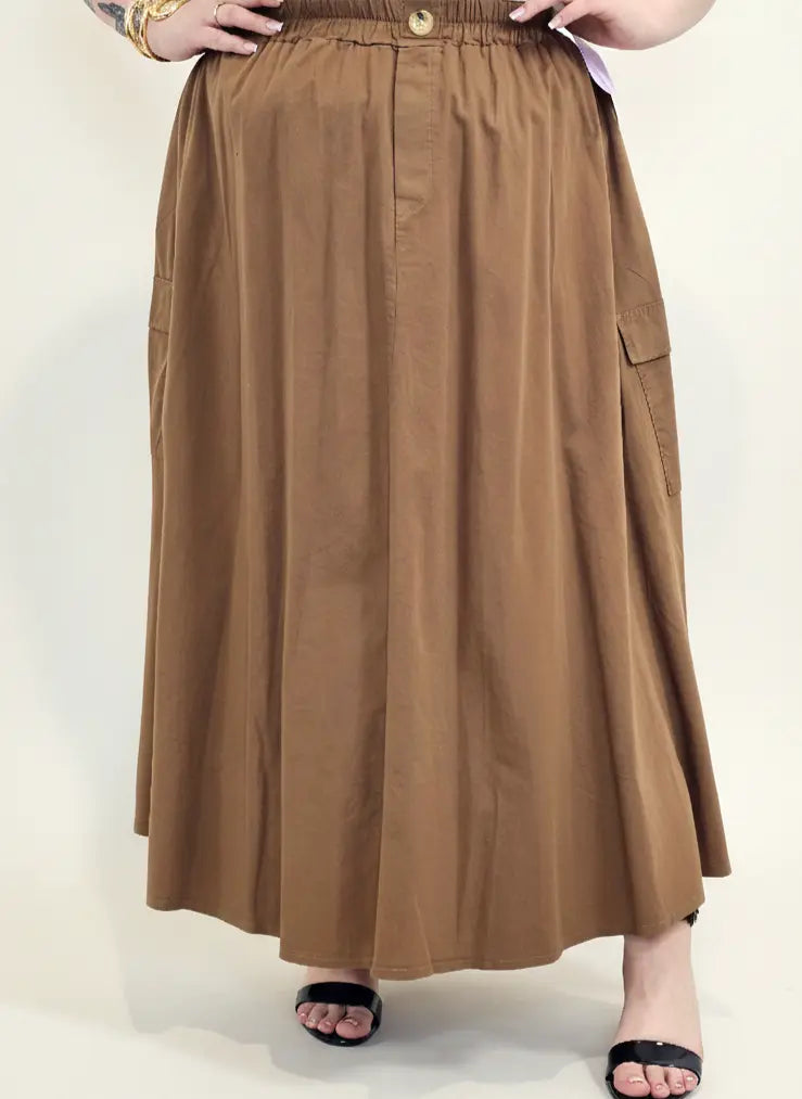 Spódnica plus size długa z gumką i kieszeniami – modna spódnica damska XXL Stylowa XL