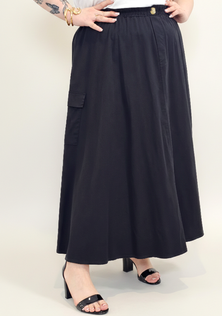 Spódnica plus size długa z gumką i kieszeniami – modna spódnica damska XXL Stylowa XL