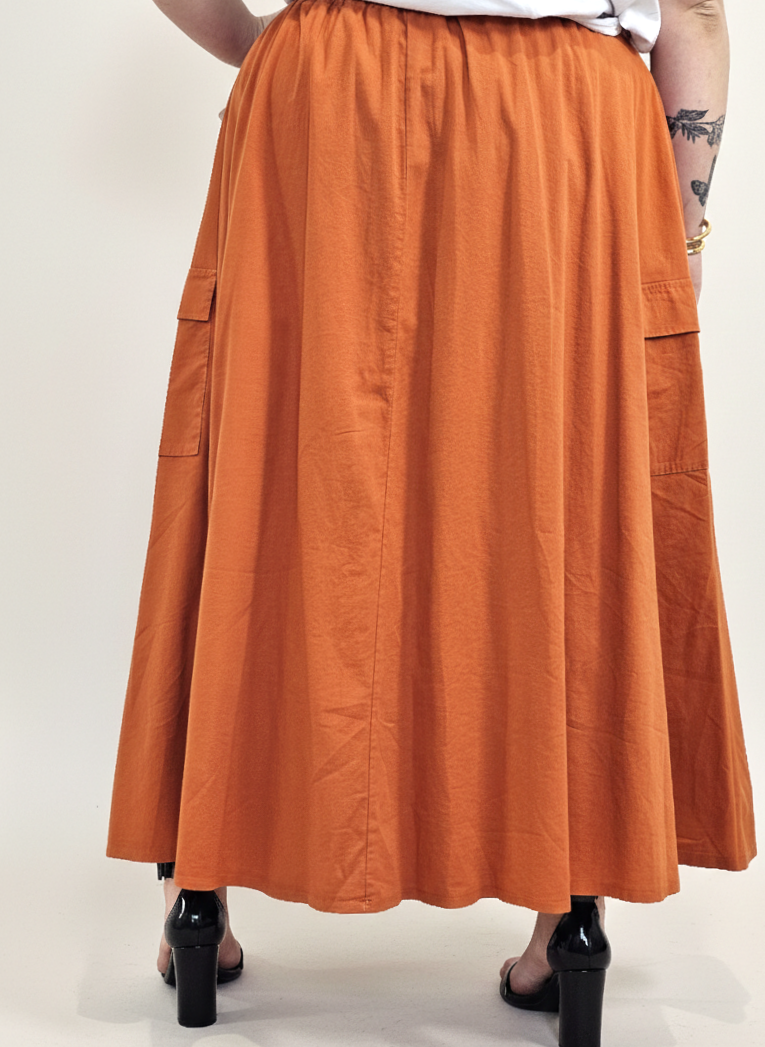 Spódnica plus size długa z gumką i kieszeniami – modna spódnica damska XXL Stylowa XL