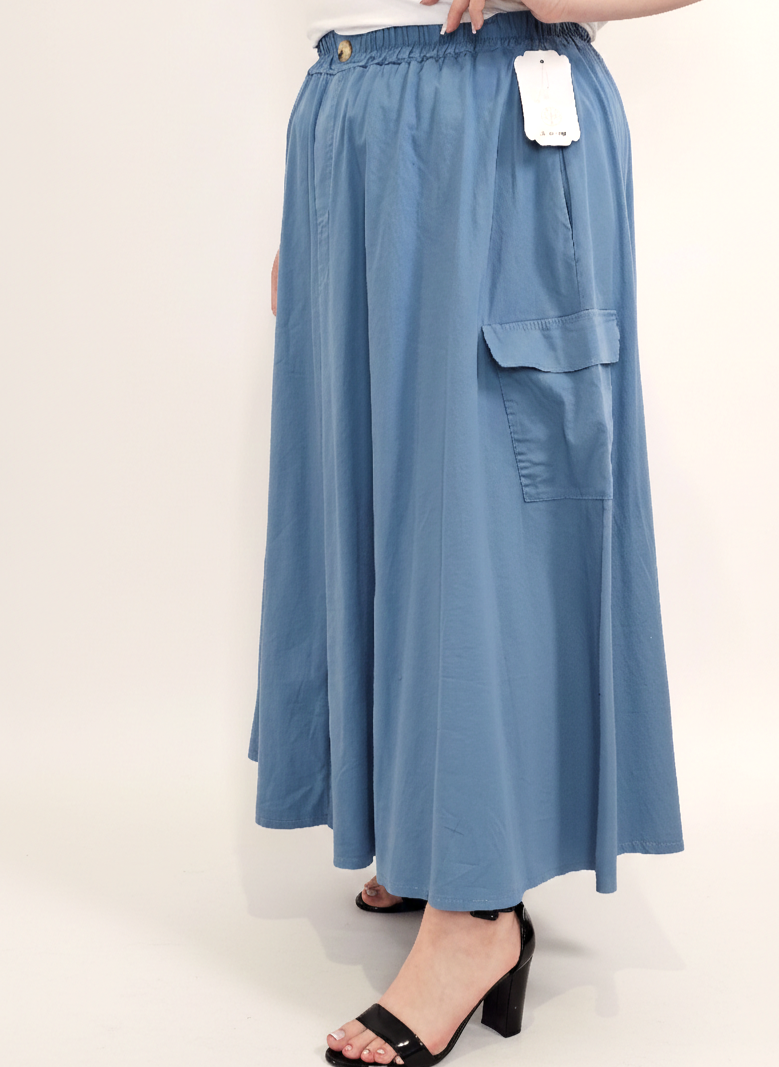 Spódnica plus size długa z gumką i kieszeniami – modna spódnica damska XXL Stylowa XL