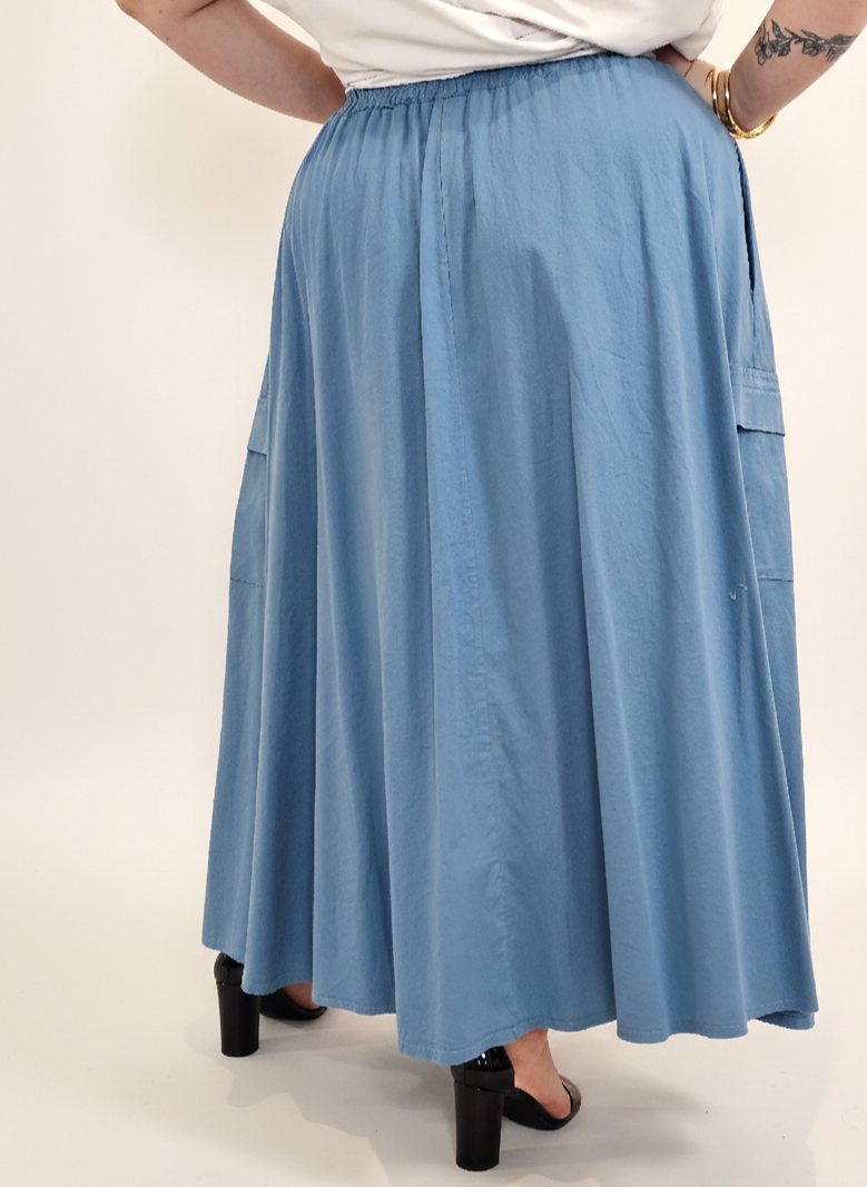 Spódnica plus size długa z gumką i kieszeniami – modna spódnica damska XXL Stylowa XL