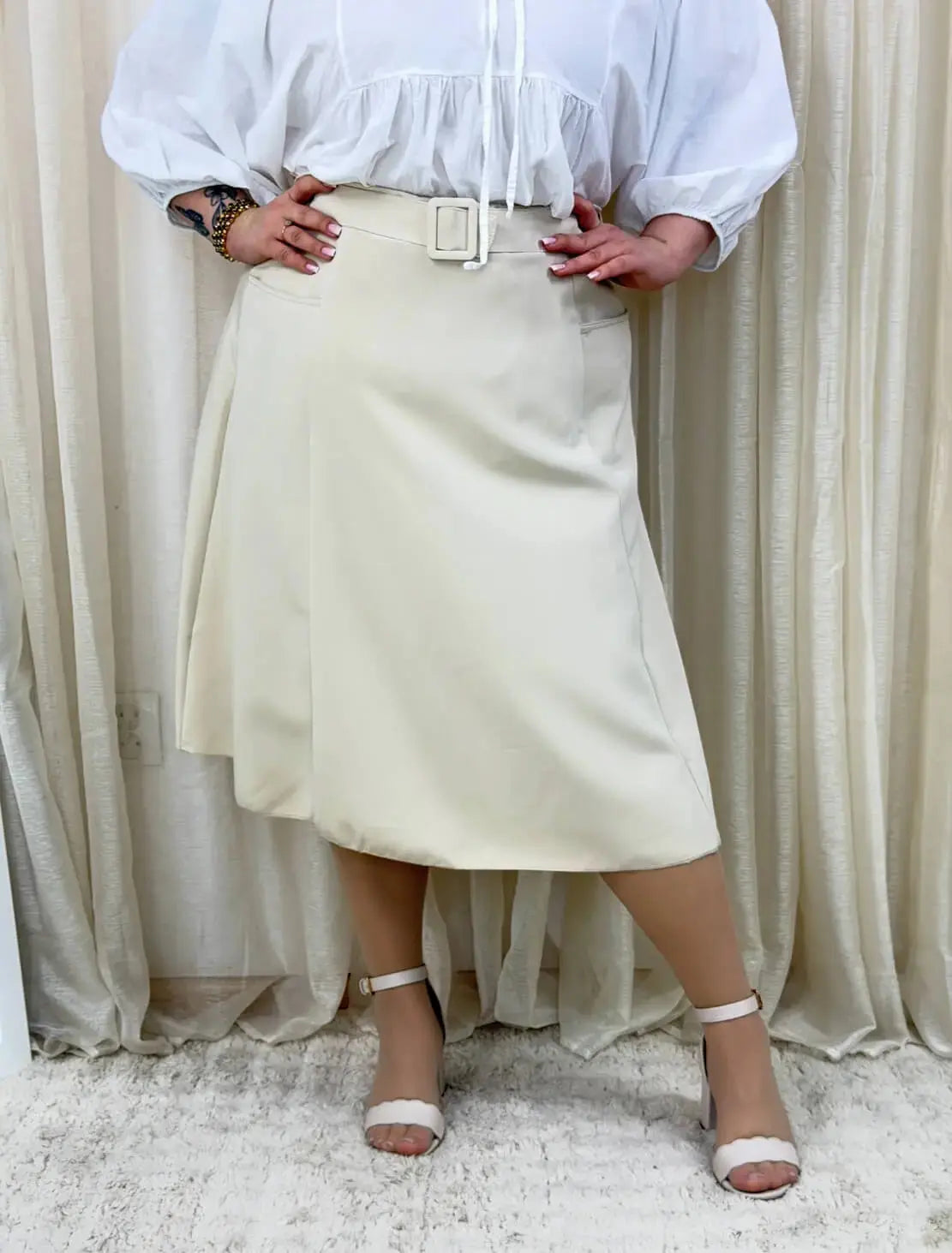 Spódnica plus size elegancka z paskiem – stylowa klasyka XXL Stylowa XL
