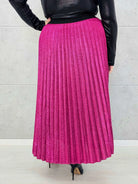 Spódnica plus size plisowana z brokatem – fuksja XXL Stylowa XL