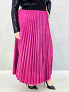 Spódnica plus size plisowana z brokatem – fuksja XXL Stylowa XL