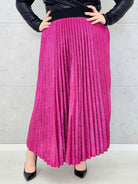 Spódnica plus size plisowana z brokatem – fuksja XXL Stylowa XL