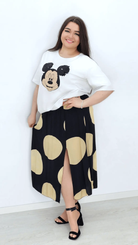 Spódnica wiskozowa - beżowe grochy Stylowa XL