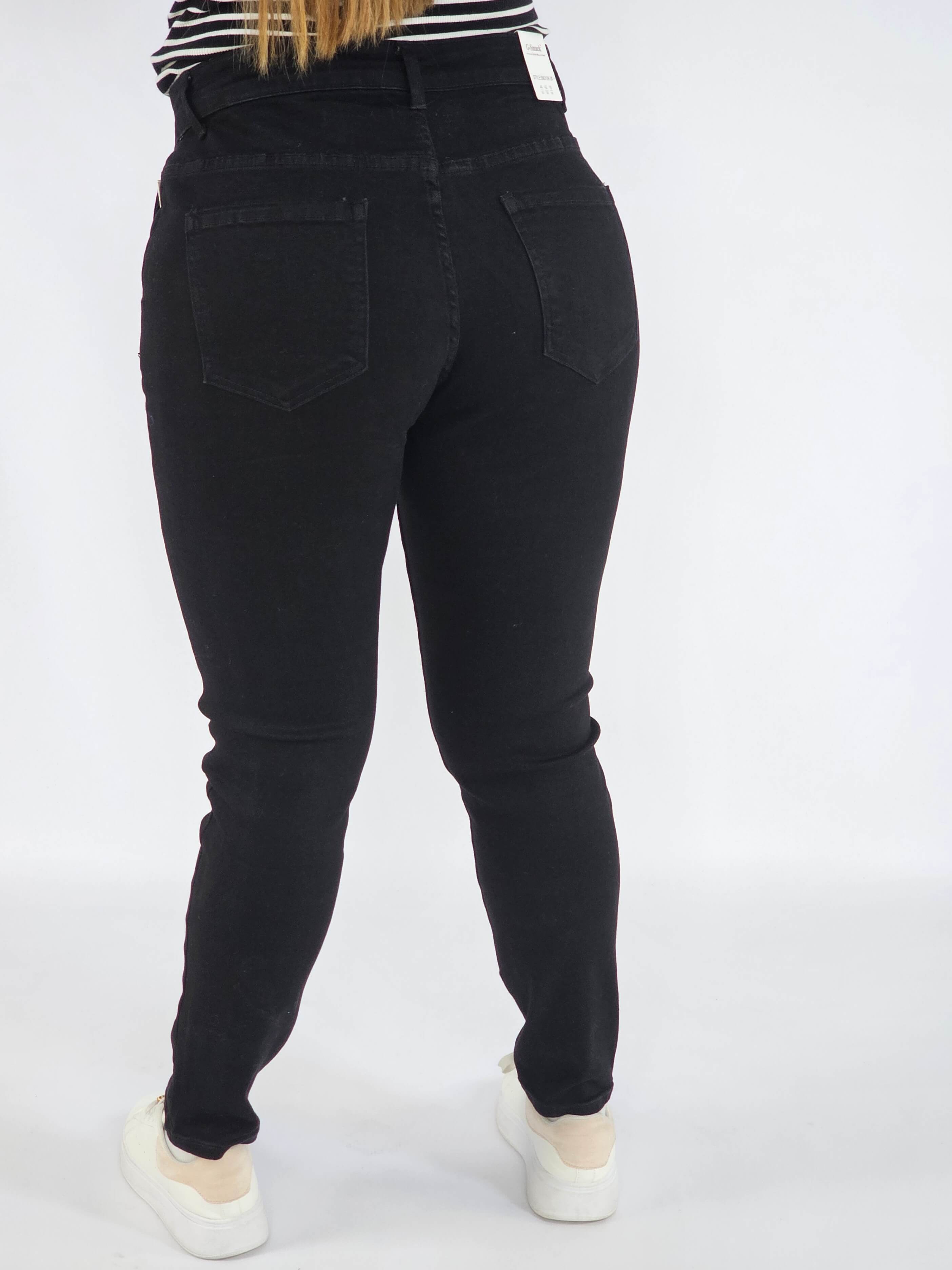 Spodnie Plus Size Czarne Jeansy z Ozdobnymi Serduszkami – Modne i Wygodne XXL Stylowa XL