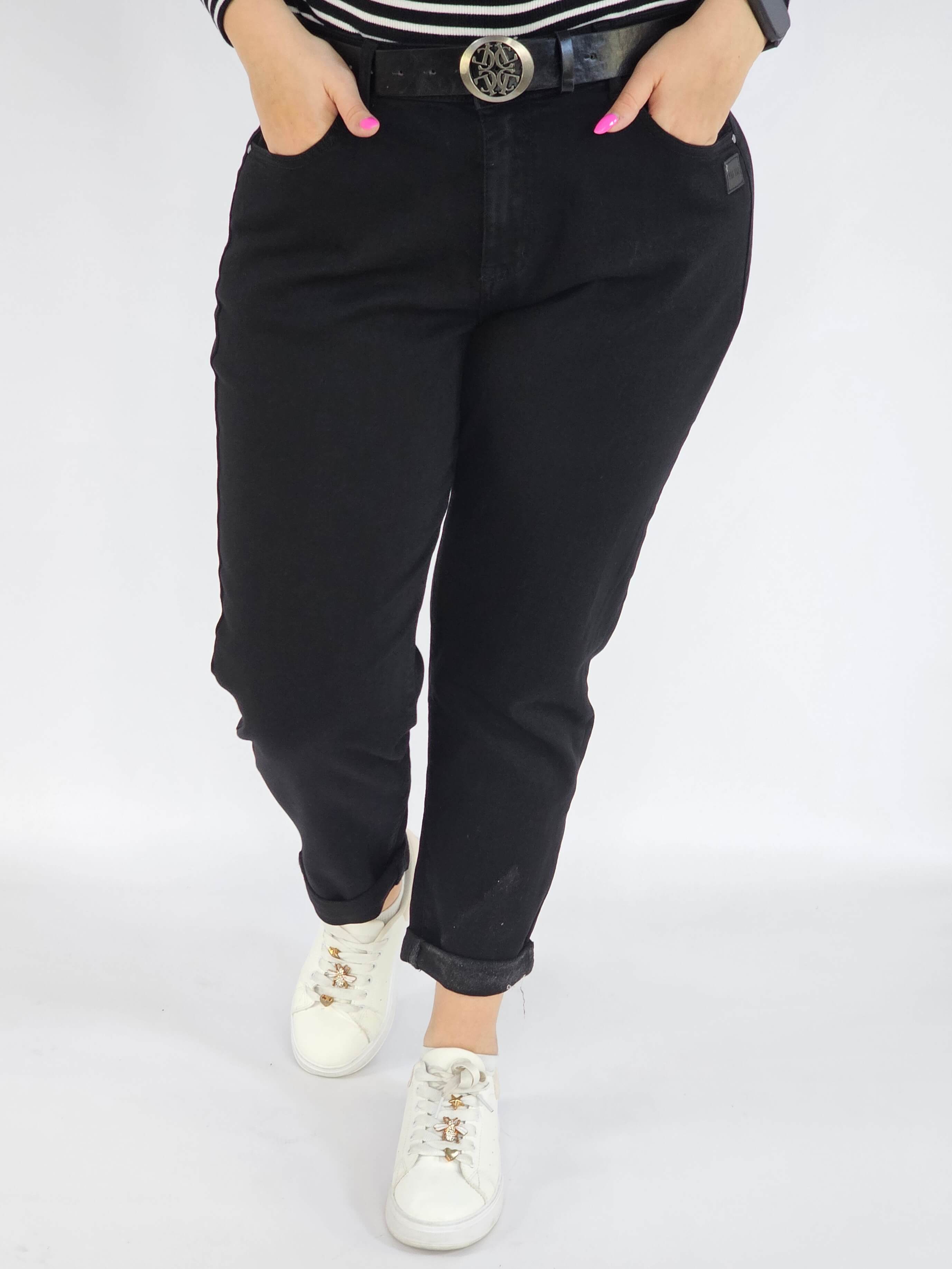 Spodnie Plus Size Czarne Jeansy z Paskiem – Klasyczne i Wyszczuplające XXL Stylowa XL