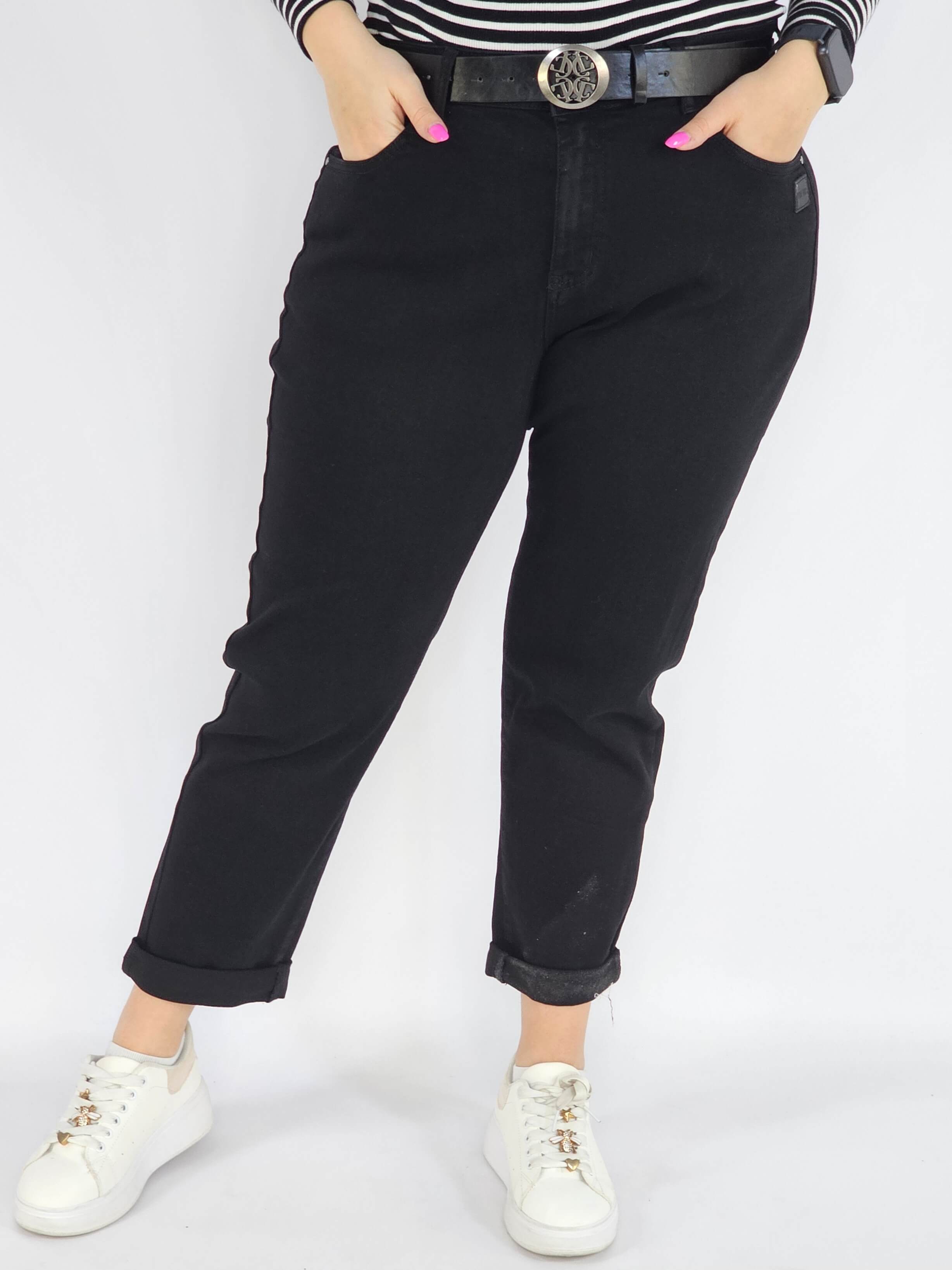 Spodnie Plus Size Czarne Jeansy z Paskiem – Klasyczne i Wyszczuplające XXL Stylowa XL