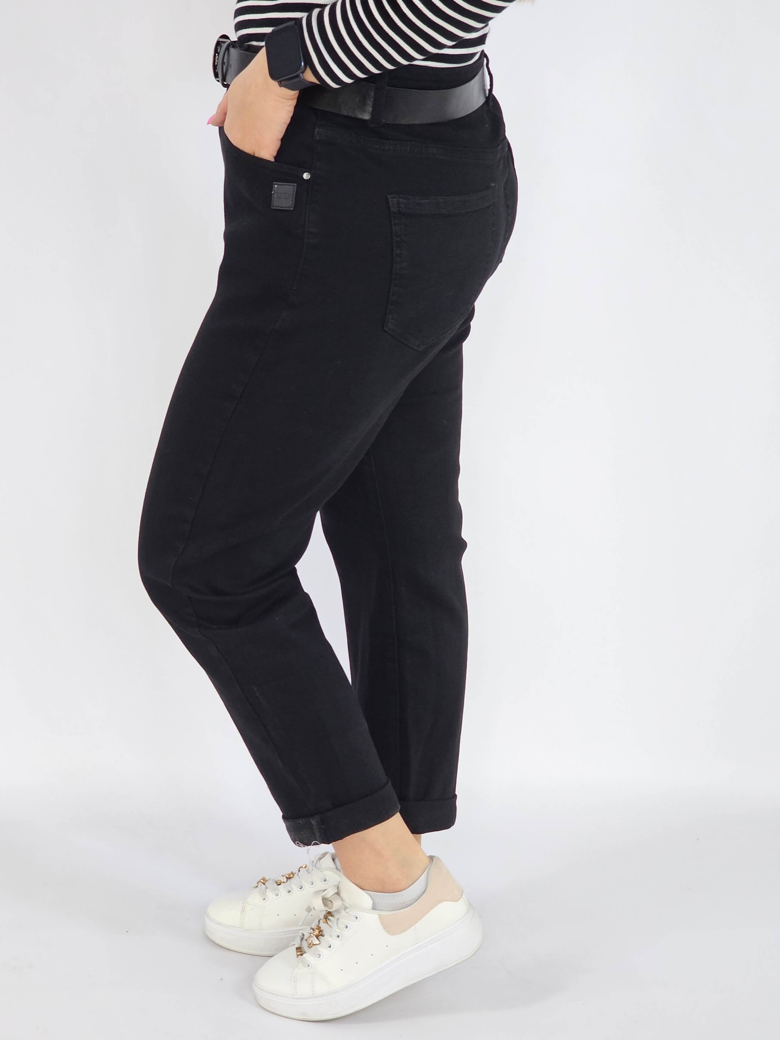 Spodnie Plus Size Czarne Jeansy z Paskiem – Klasyczne i Wyszczuplające XXL Stylowa XL