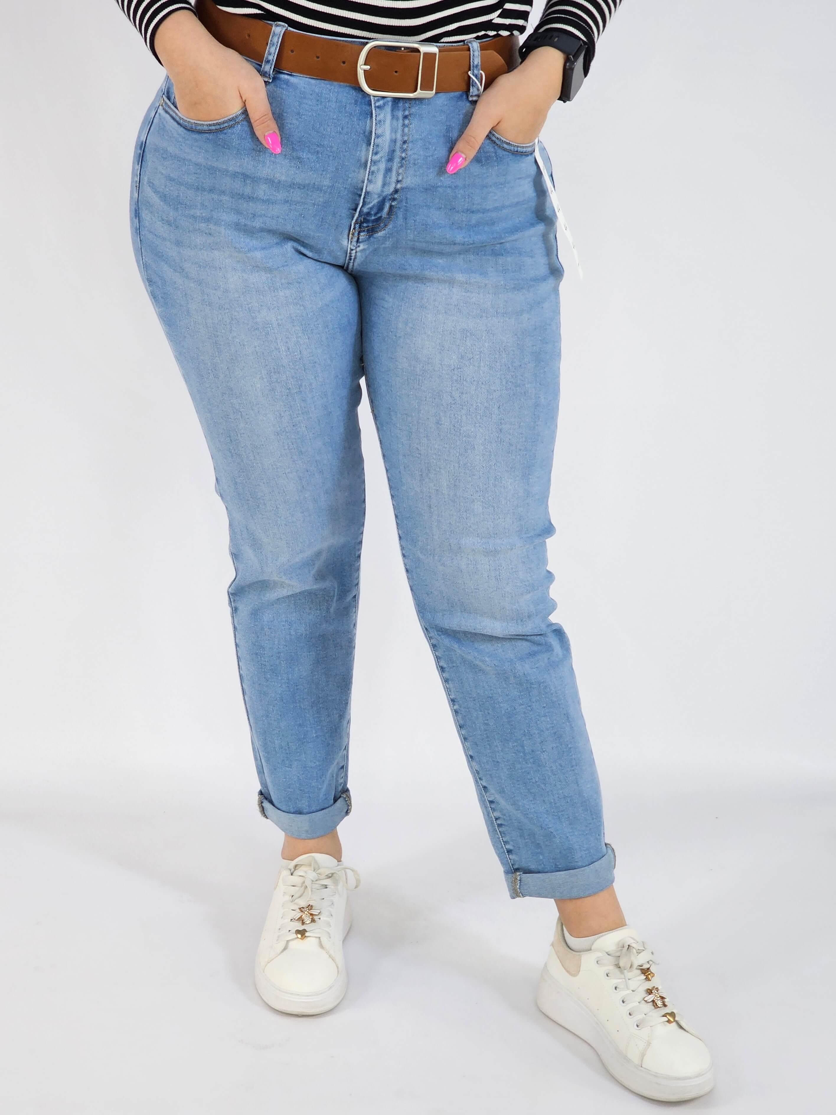 Spodnie Plus Size G'Smack Jasne Jeansy z Paskiem – Klasyczne i Wygodne XXL Stylowa XL