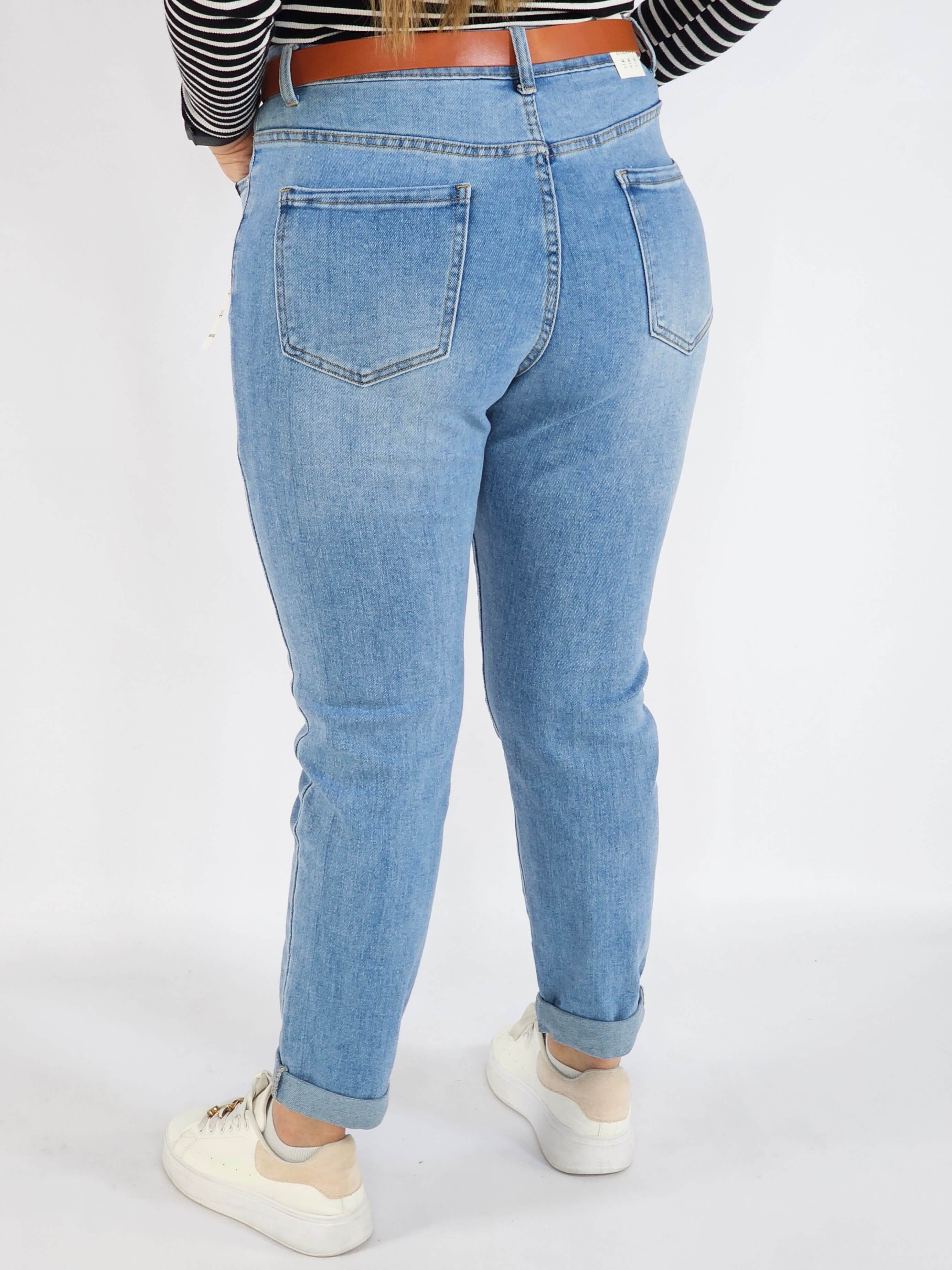 Spodnie Plus Size Jasne Jeansy z Paskiem – Klasyczne i Wygodne XXL Stylowa XL