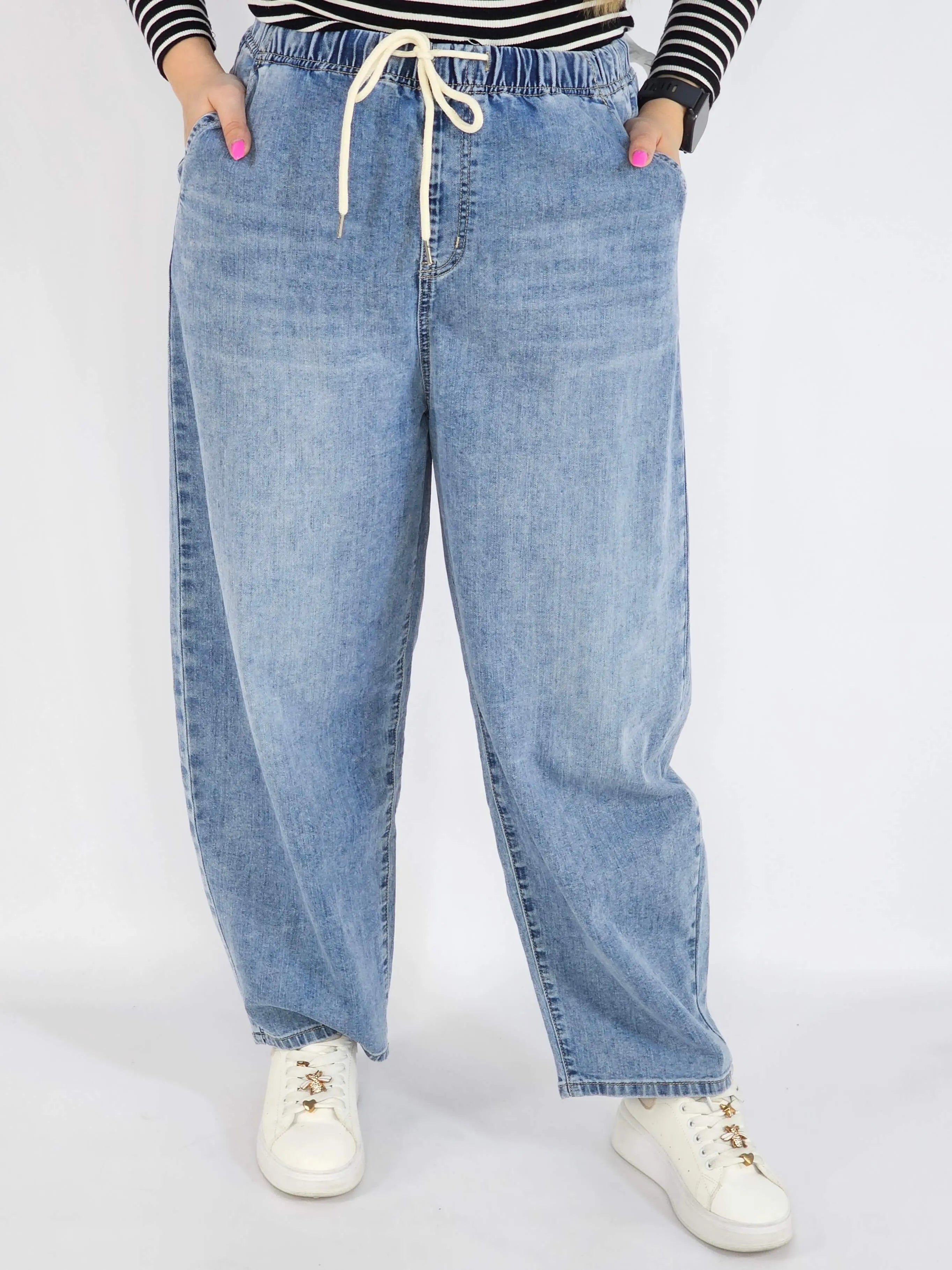 Spodnie Plus Size Jeansy Balloon Fit M'Sara z Gumką w Pasie – Modne i Wygodne XXL Stylowa XL