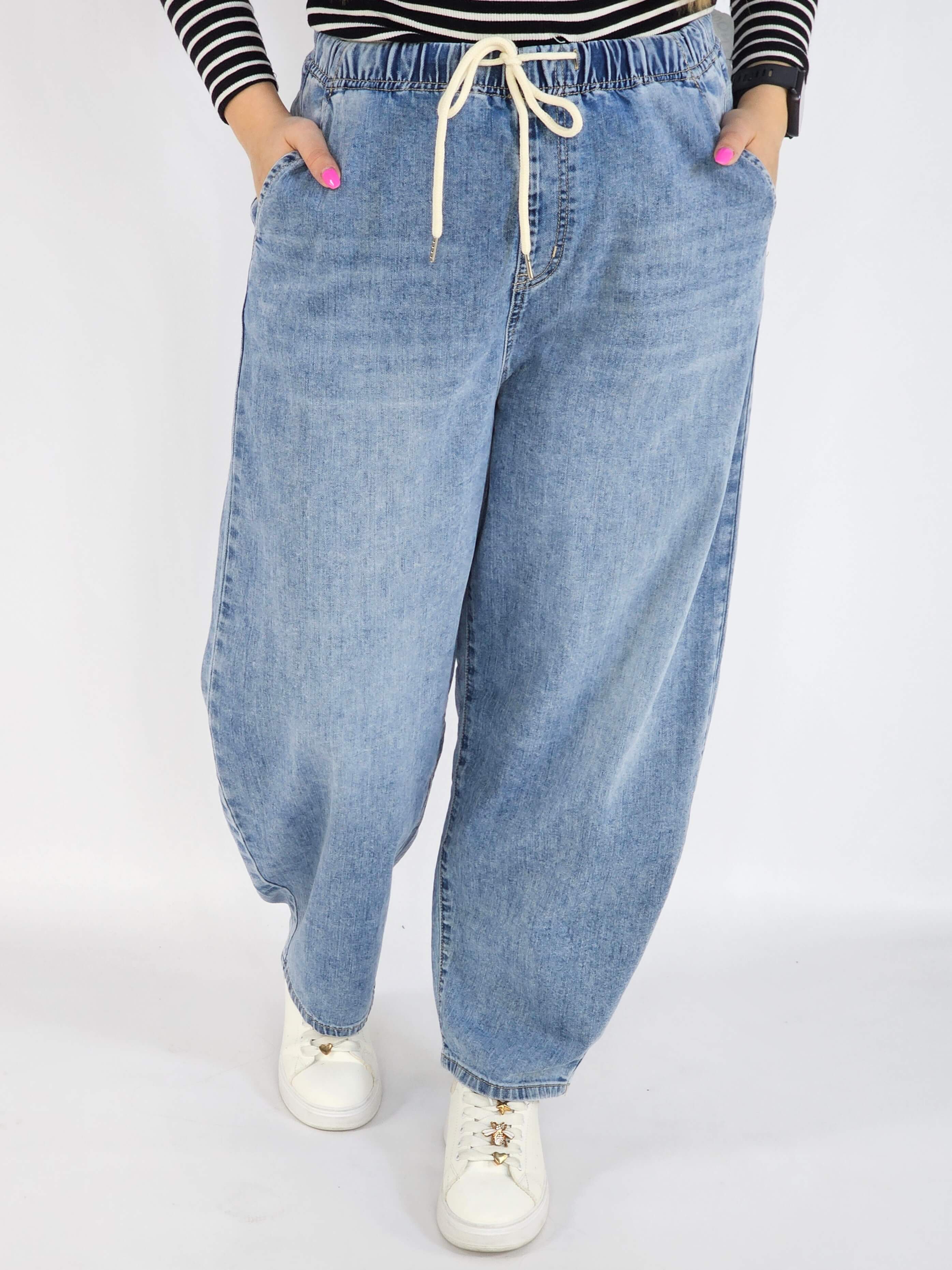 Spodnie Plus Size Jeansy Balloon Fit M'Sara z Gumką w Pasie – Modne i Wygodne XXL Stylowa XL
