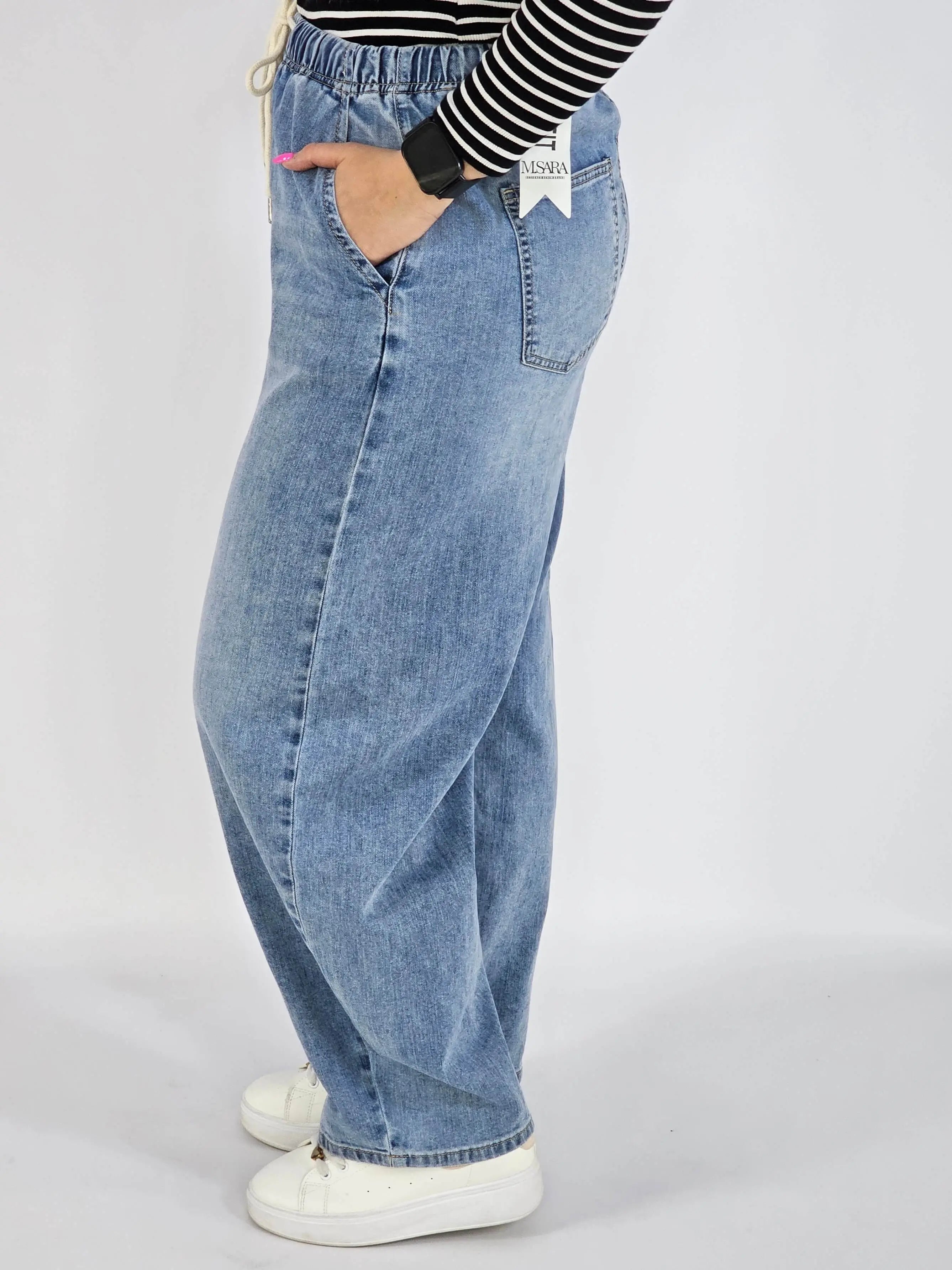 Spodnie Plus Size Jeansy Balloon Fit M'Sara z Gumką w Pasie – Modne i Wygodne XXL Stylowa XL