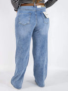 Spodnie Plus Size Niebieskie Jeansy Szeroka Nogawka – Stylowe i Wygodne XXL Stylowa XL