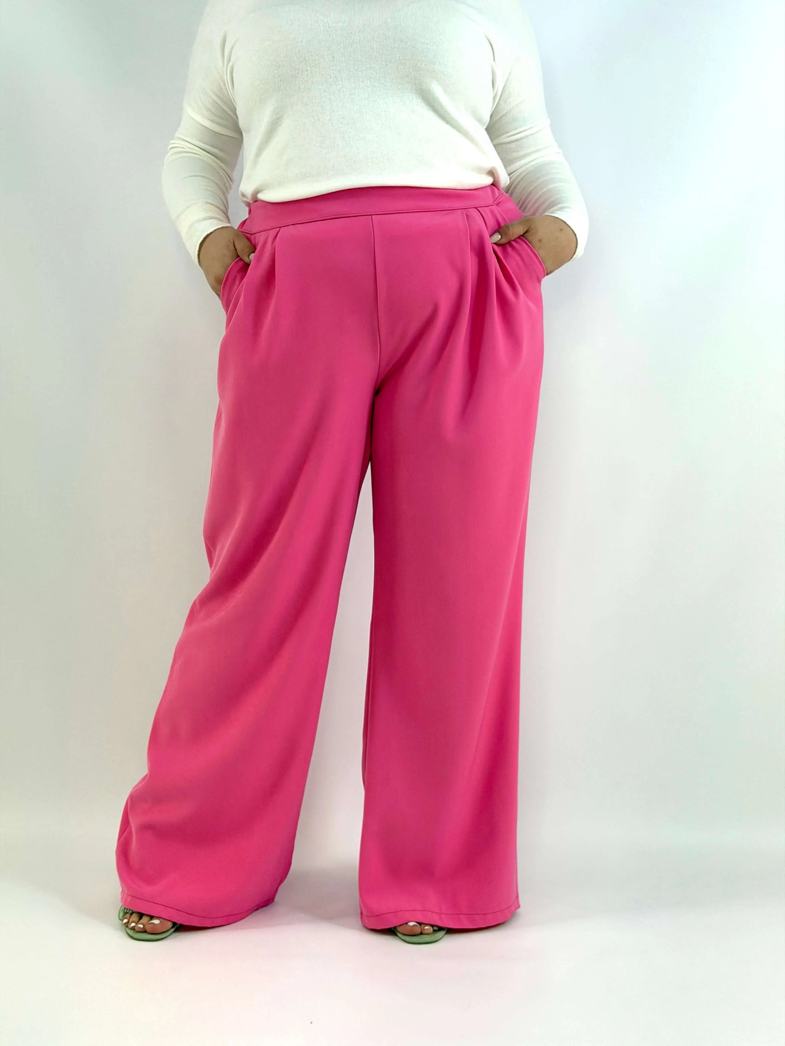 Spodnie Plus Size Szerokie Eleganckie Z Wysokim Stanem Stylowa XL
