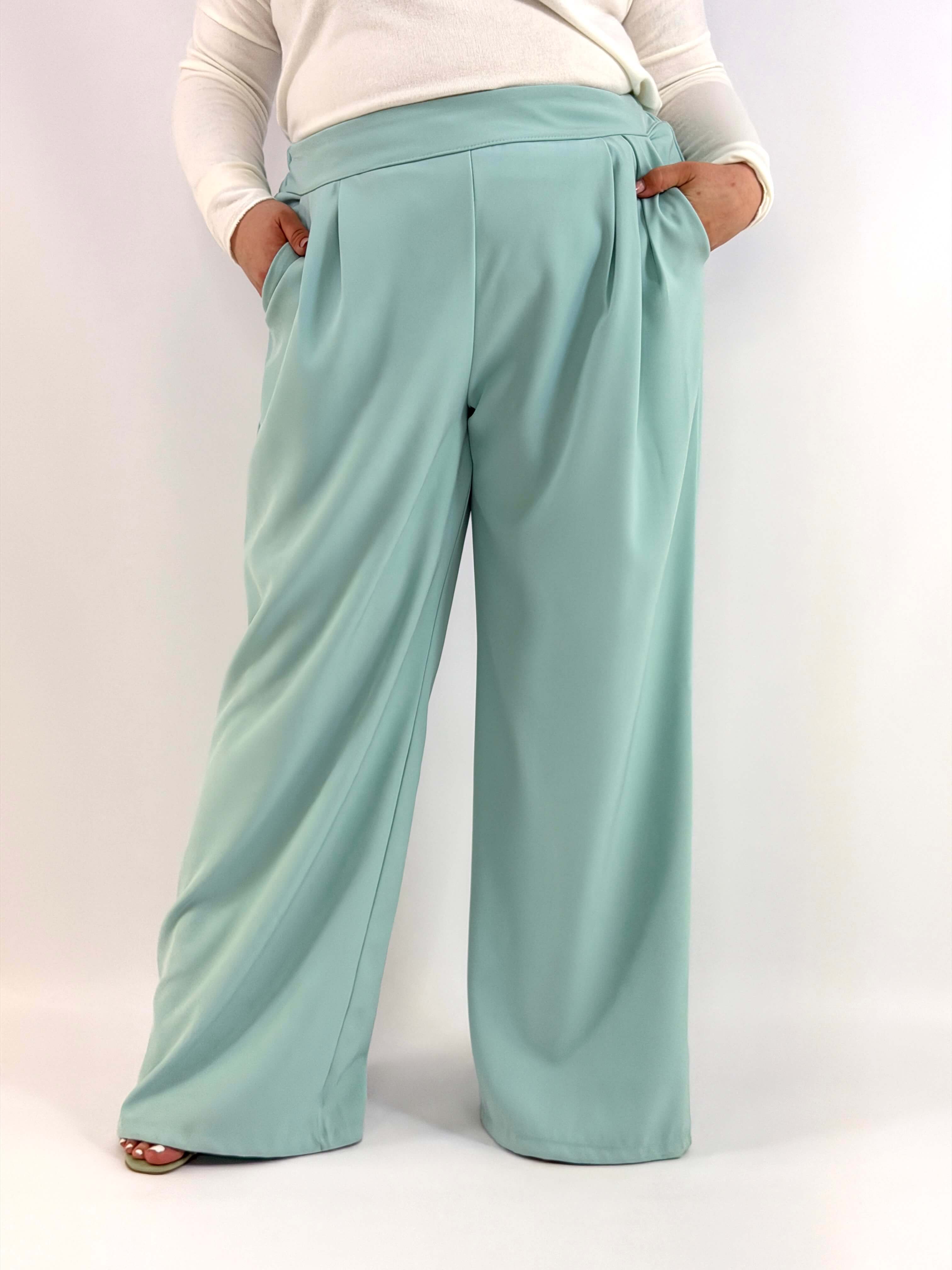 Spodnie Plus Size Szerokie Eleganckie Z Wysokim Stanem Stylowa XL