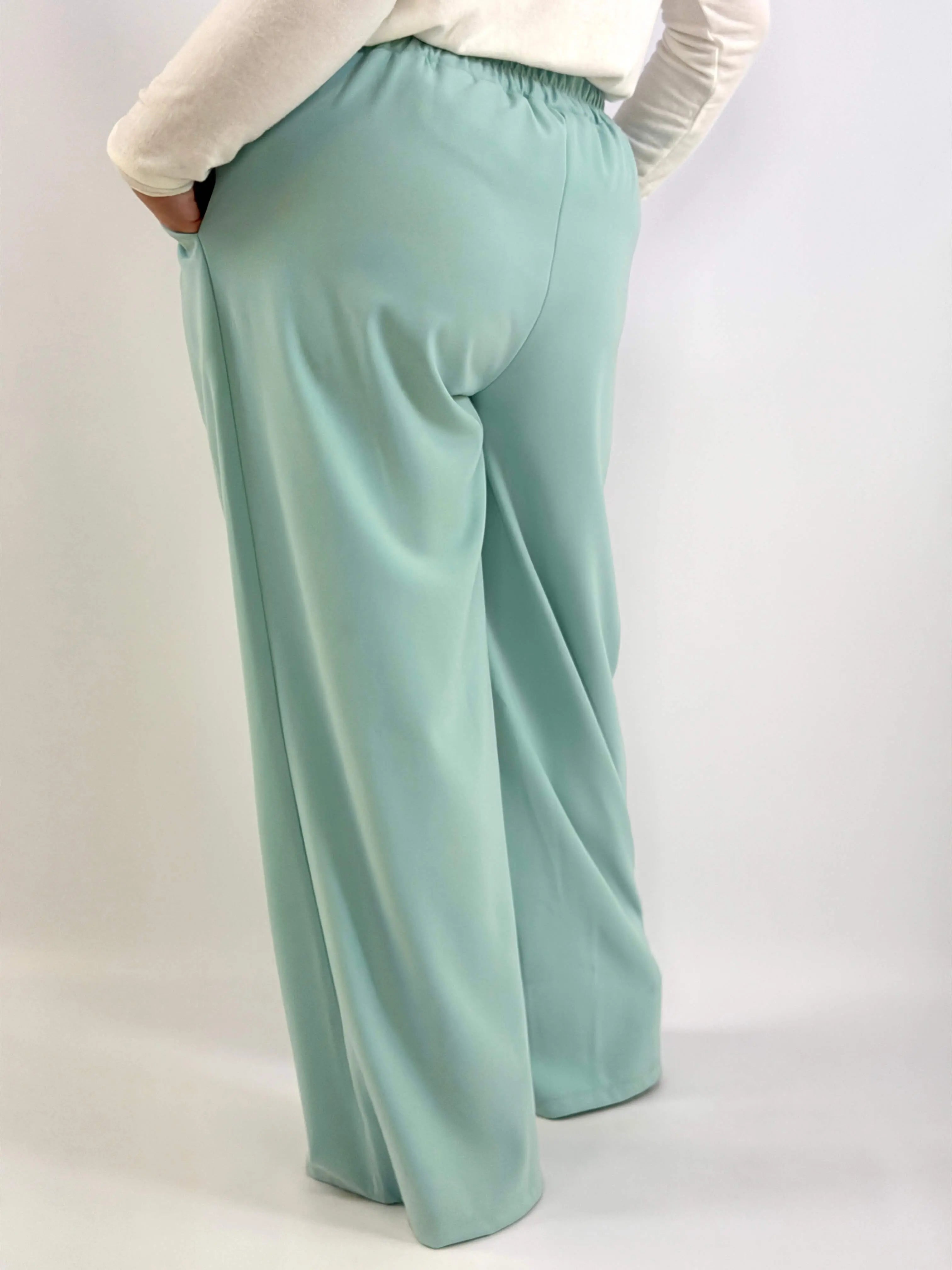 Spodnie Plus Size Szerokie Eleganckie Z Wysokim Stanem Stylowa XL
