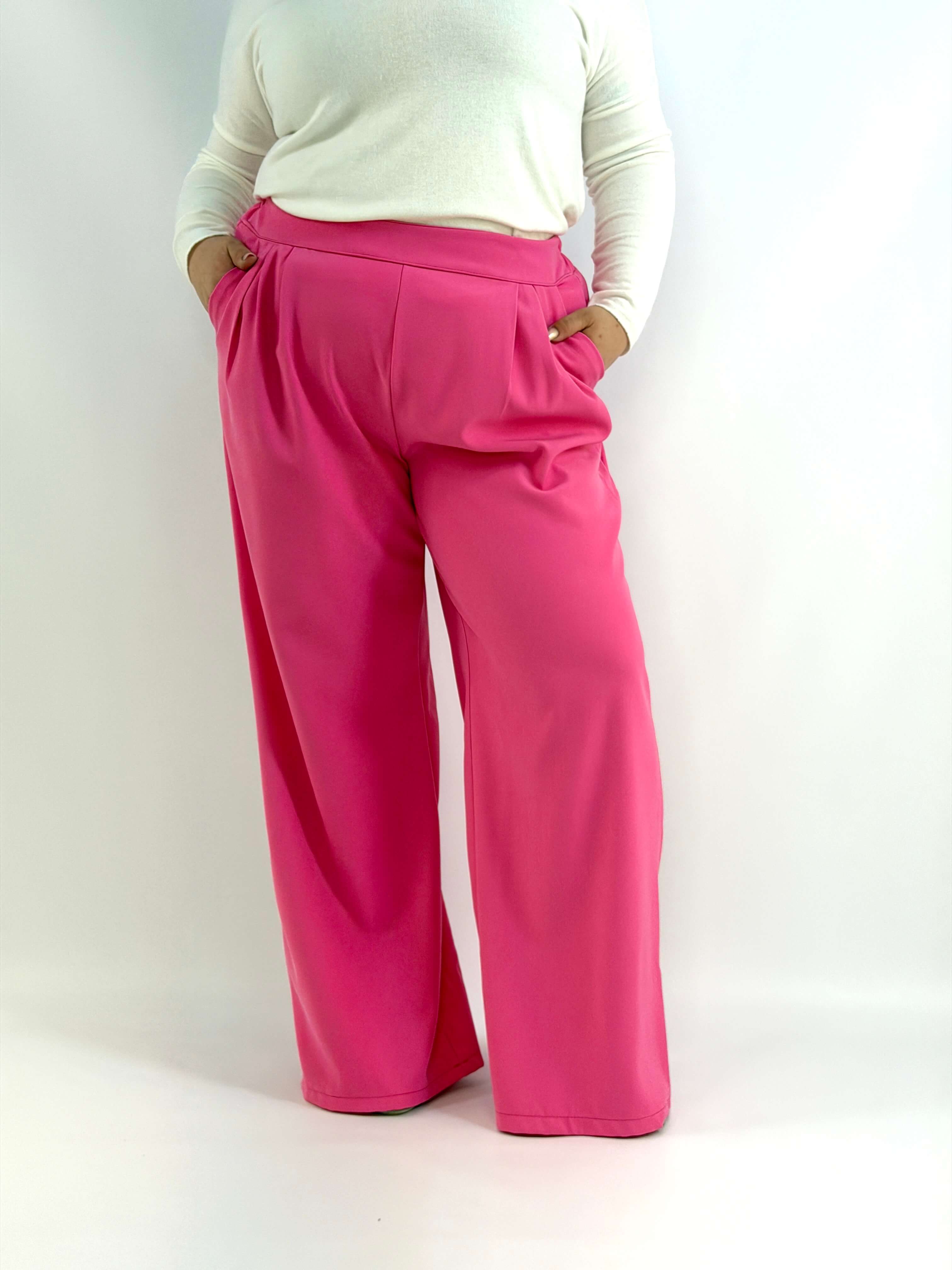 Spodnie Plus Size Szerokie Eleganckie Z Wysokim Stanem Stylowa XL