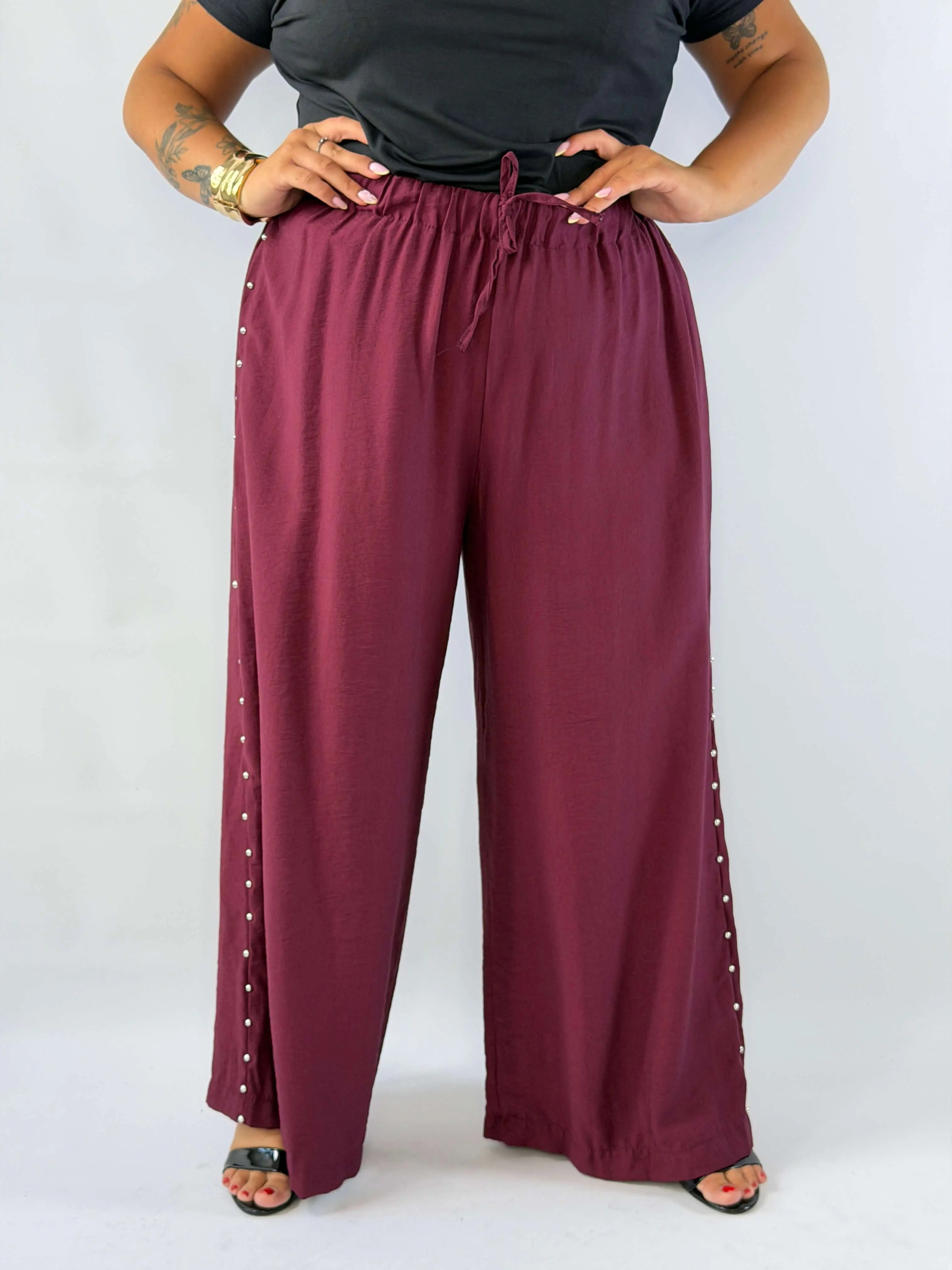 Spodnie Plus Size z ozdobnymi nitami – wygodne, eleganckie i stylowe Stylowa XL