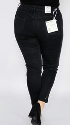 Spodnie czarne z cyrkonii przy nogawce Stylowa XL