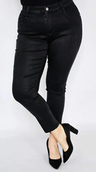 Spodnie czarne z cyrkonii przy nogawce Stylowa XL