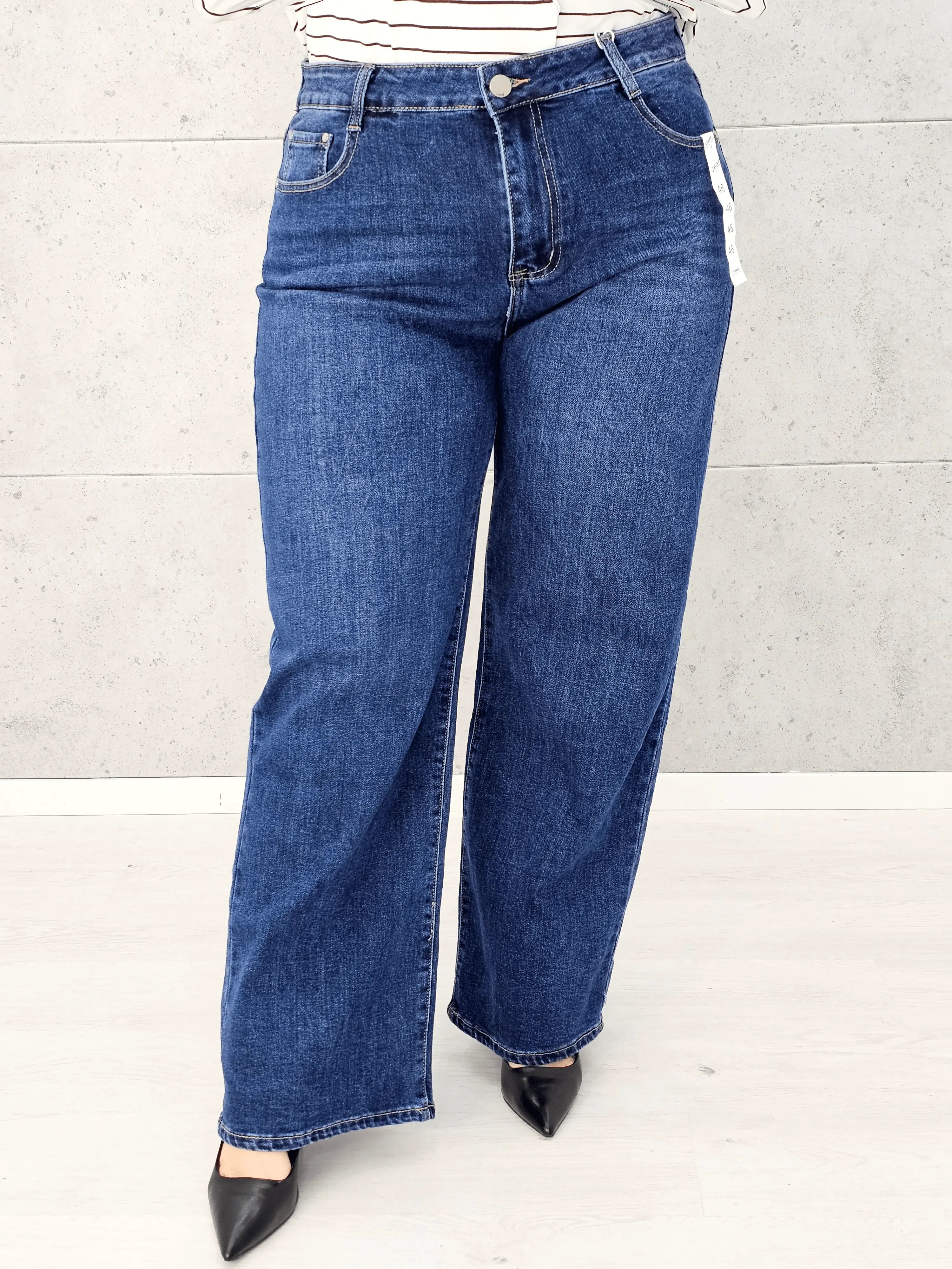 Spodnie jeansowe  G-Smack StylowaXL Wide Leg – szerokie niebieskie jeansy plus size Stylowa XL