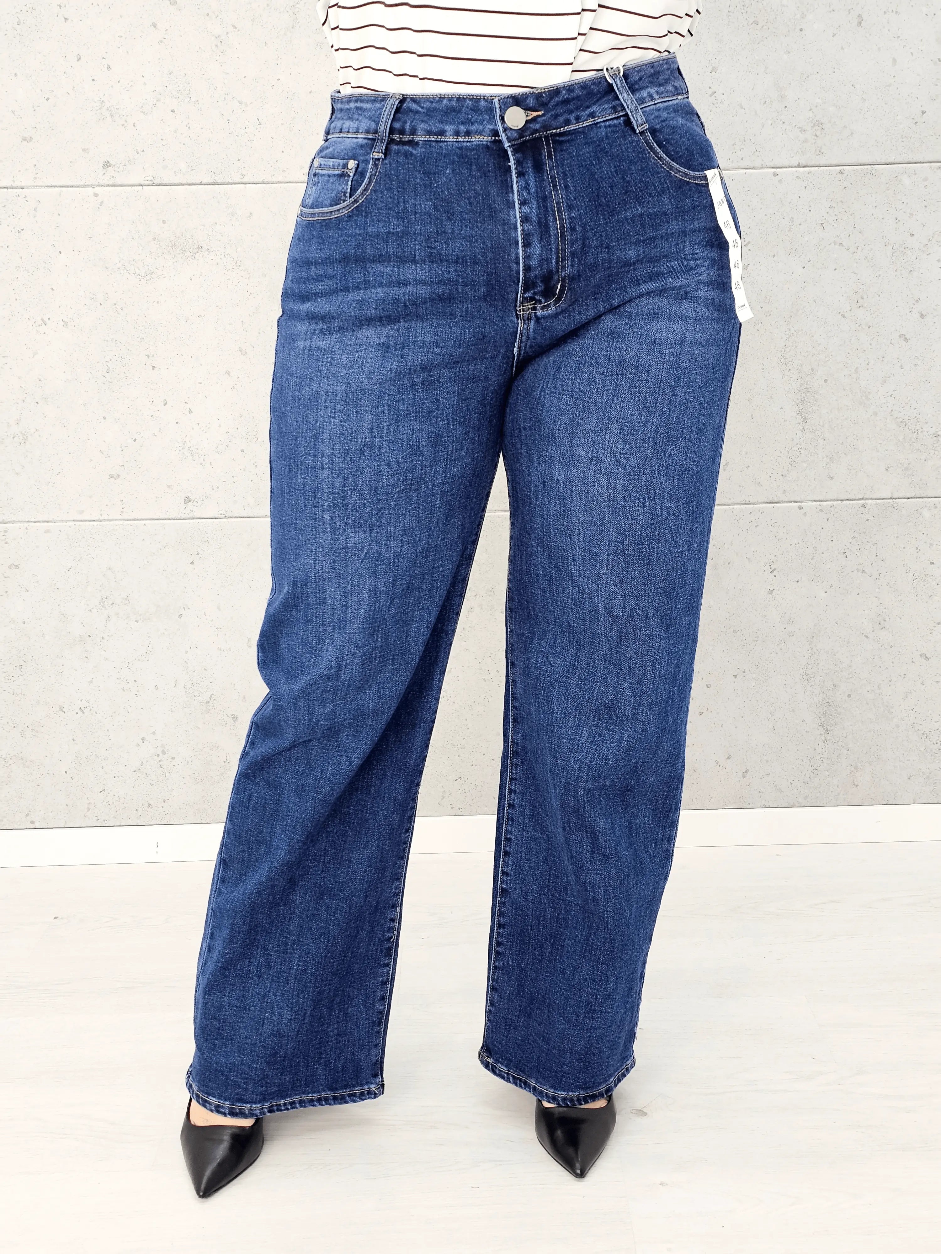 Spodnie jeansowe  G-Smack StylowaXL Wide Leg – szerokie niebieskie jeansy plus size Stylowa XL