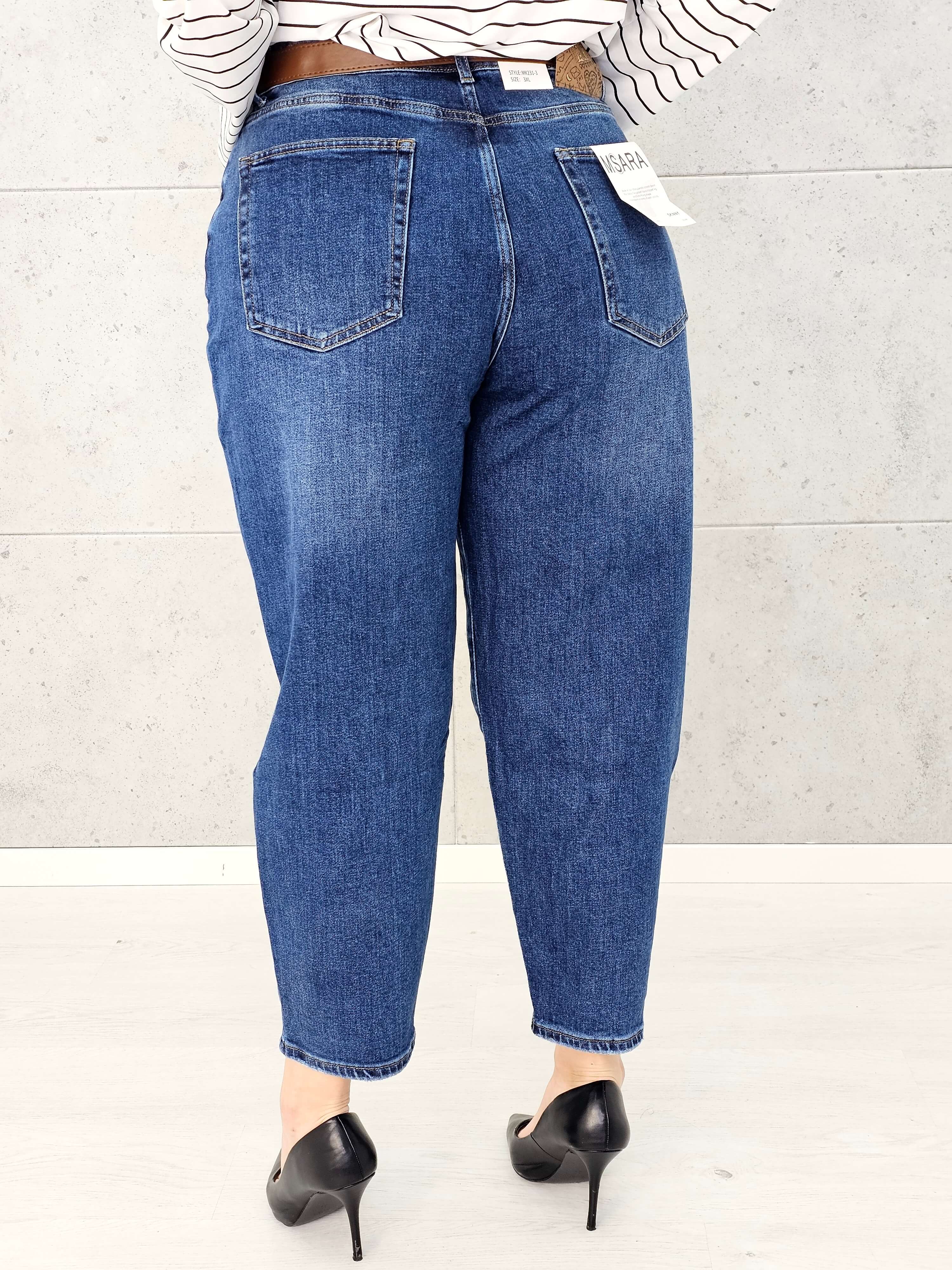 Spodnie jeansowe StylowaXL Mom Fit – klasyczne niebieskie jeansy plus size Stylowa XL