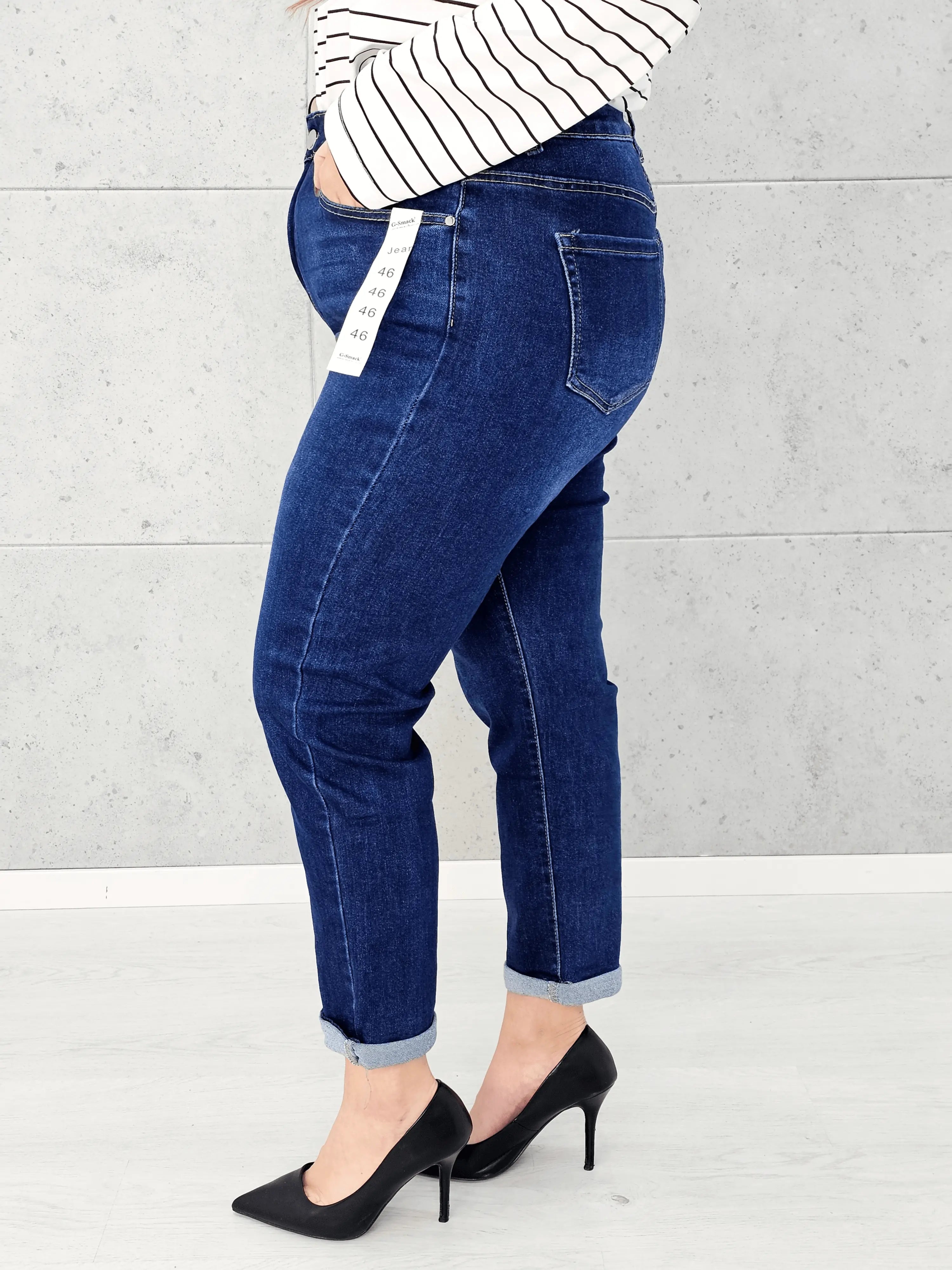 Spodnie jeansowe StylowaXL Relax Fit – wygodne spodnie plus size z podwiniętą nogawką Stylowa XL
