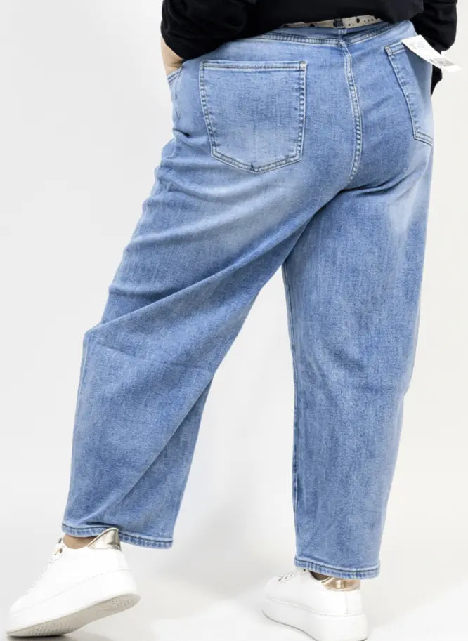 Spodnie jeansowe plus size M'Sara z prostą nogawką i wysokim stanem Stylowa XL