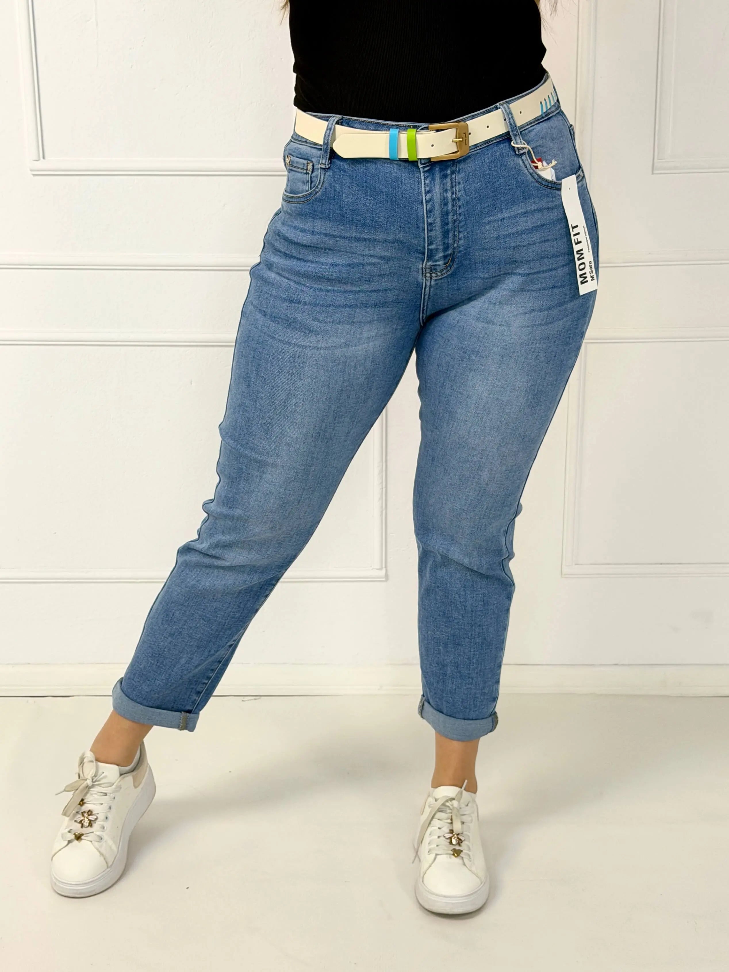 Spodnie jeansowe plus size mom fit z wysokim stanem M.Sara Stylowa XL
