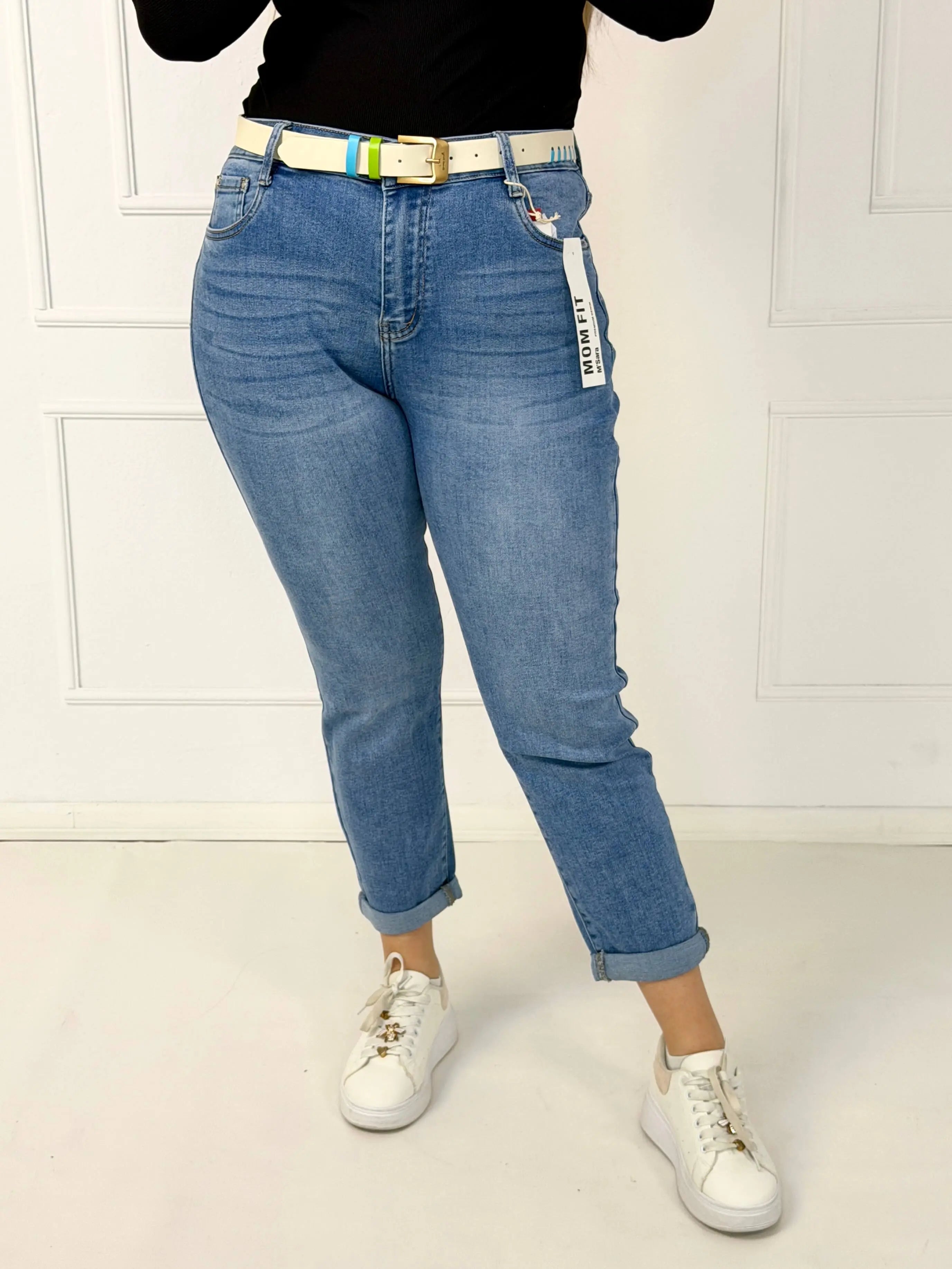 Spodnie jeansowe plus size mom fit z wysokim stanem M.Sara Stylowa XL