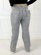 Spodnie jeansowe plus size z prostą nogawką i paskiem Stylowa XL