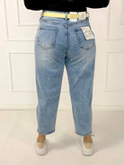 Spodnie jeansowe plus size z wysokim stanem i przetarciami M.Sara Stylowa XL