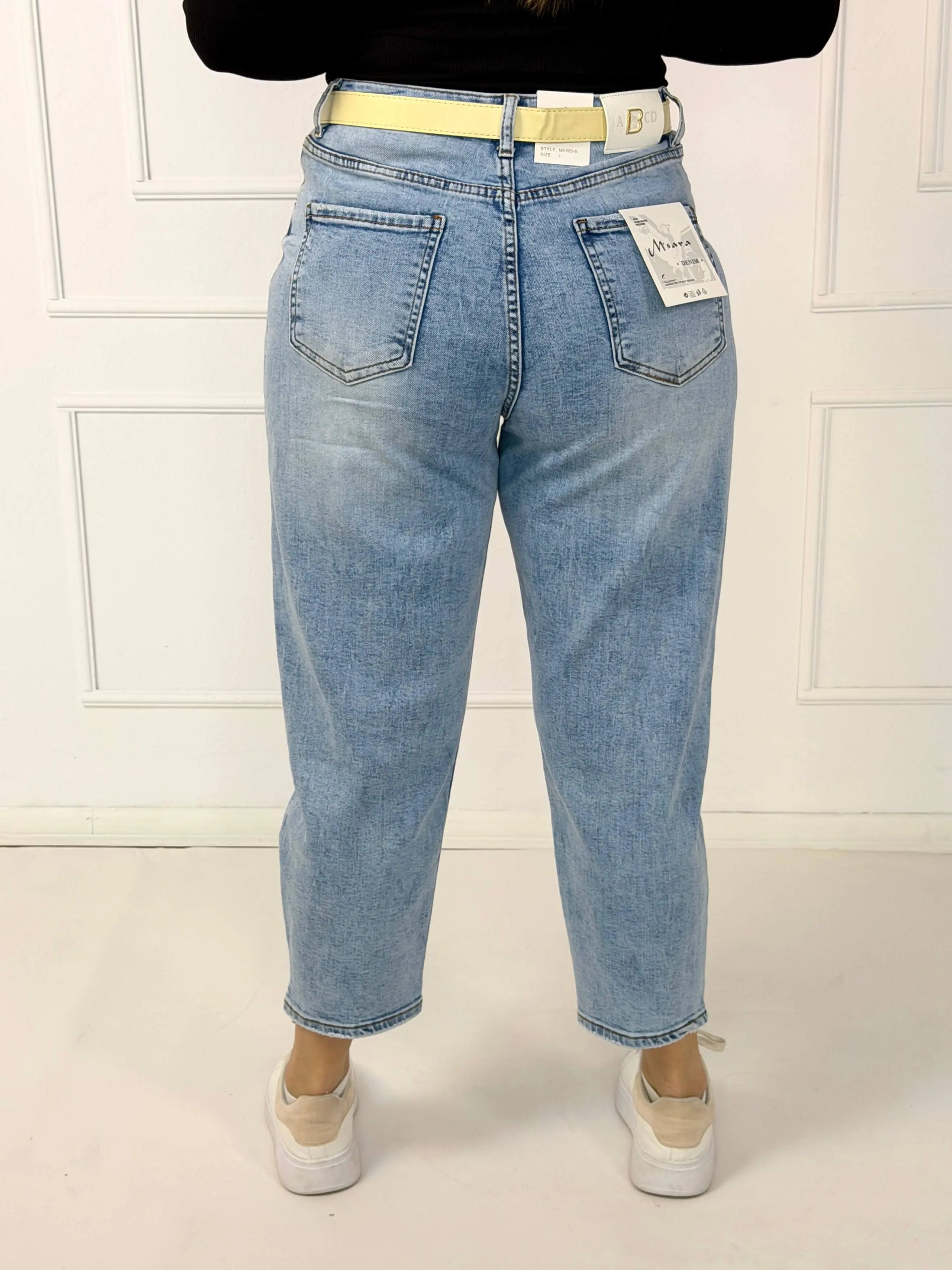 Spodnie jeansowe plus size z wysokim stanem i przetarciami M.Sara Stylowa XL